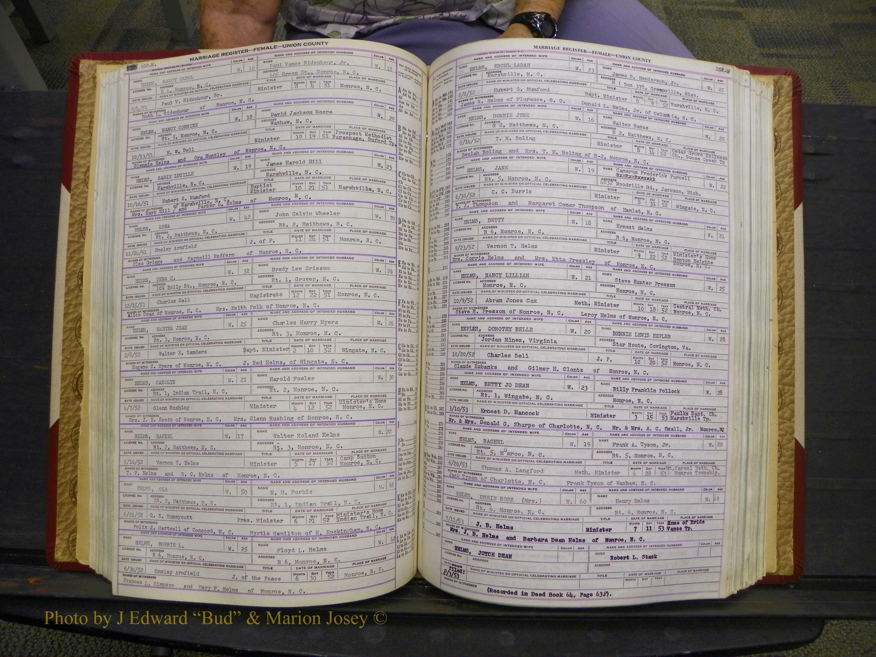 Union Co, NC Marriages Female Index, A-Z, 1937-1965 (142).JPG