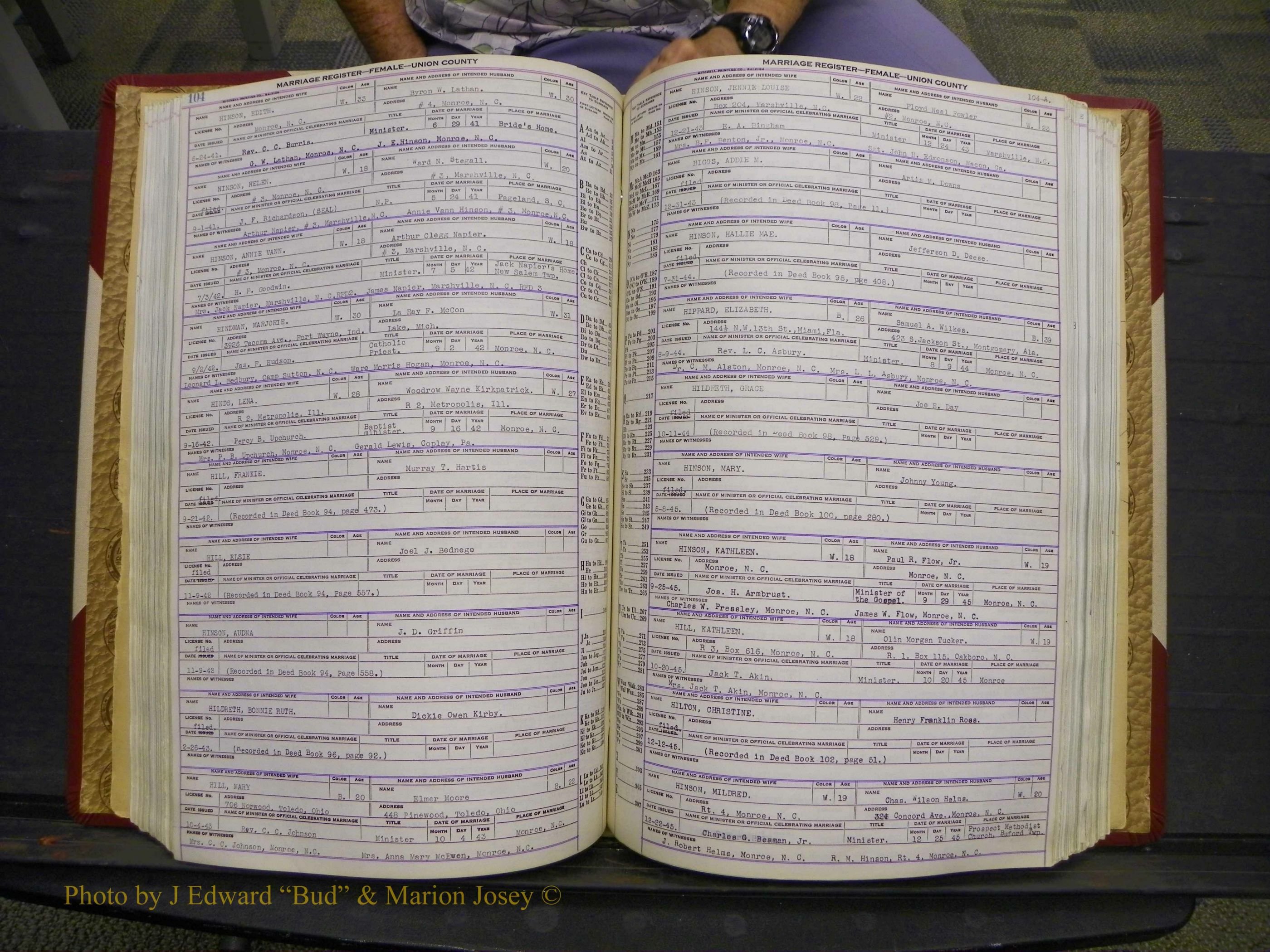 Union Co, NC Marriages Female Index, A-Z, 1937-1965 (151).JPG