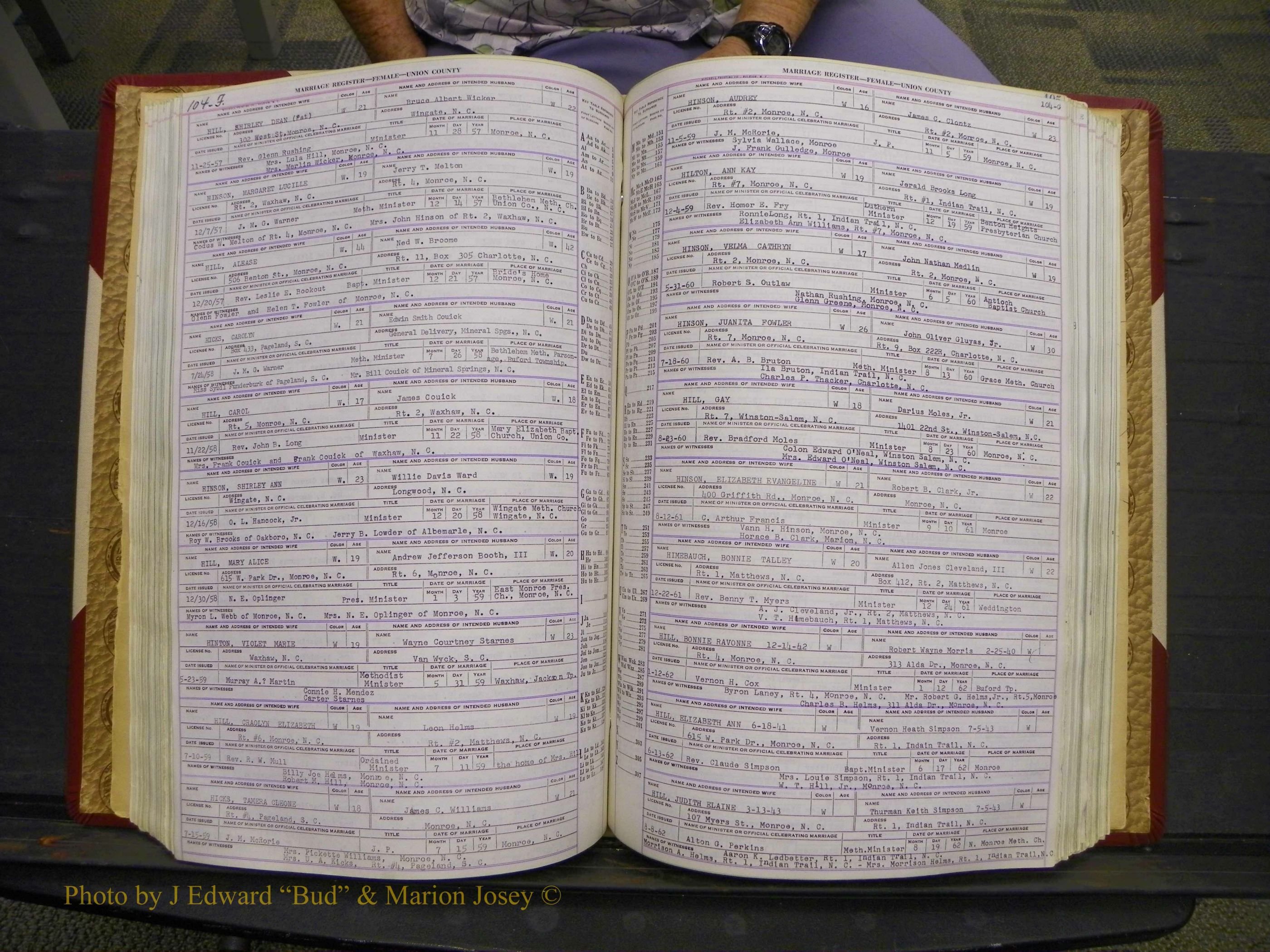 Union Co, NC Marriages Female Index, A-Z, 1937-1965 (154).JPG