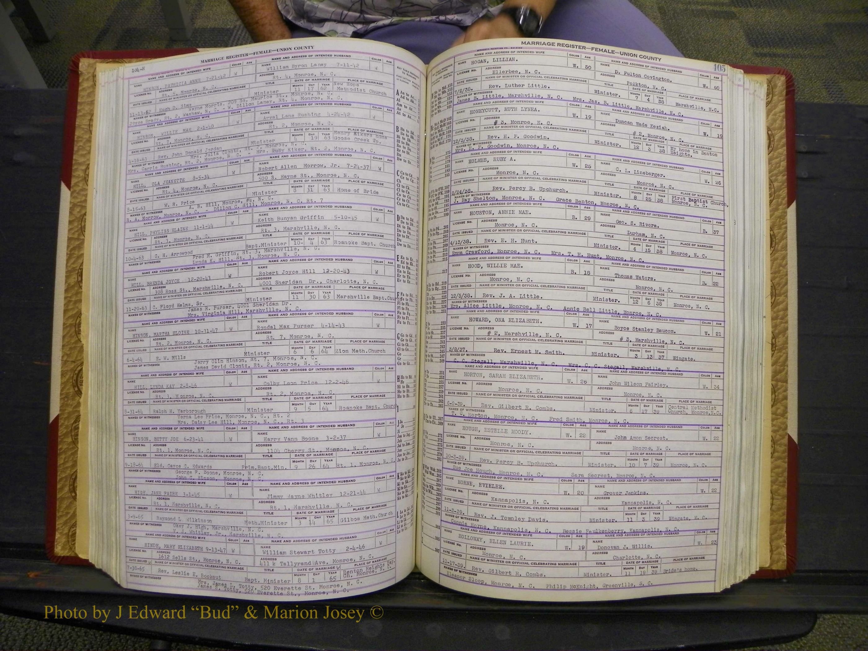 Union Co, NC Marriages Female Index, A-Z, 1937-1965 (155).JPG
