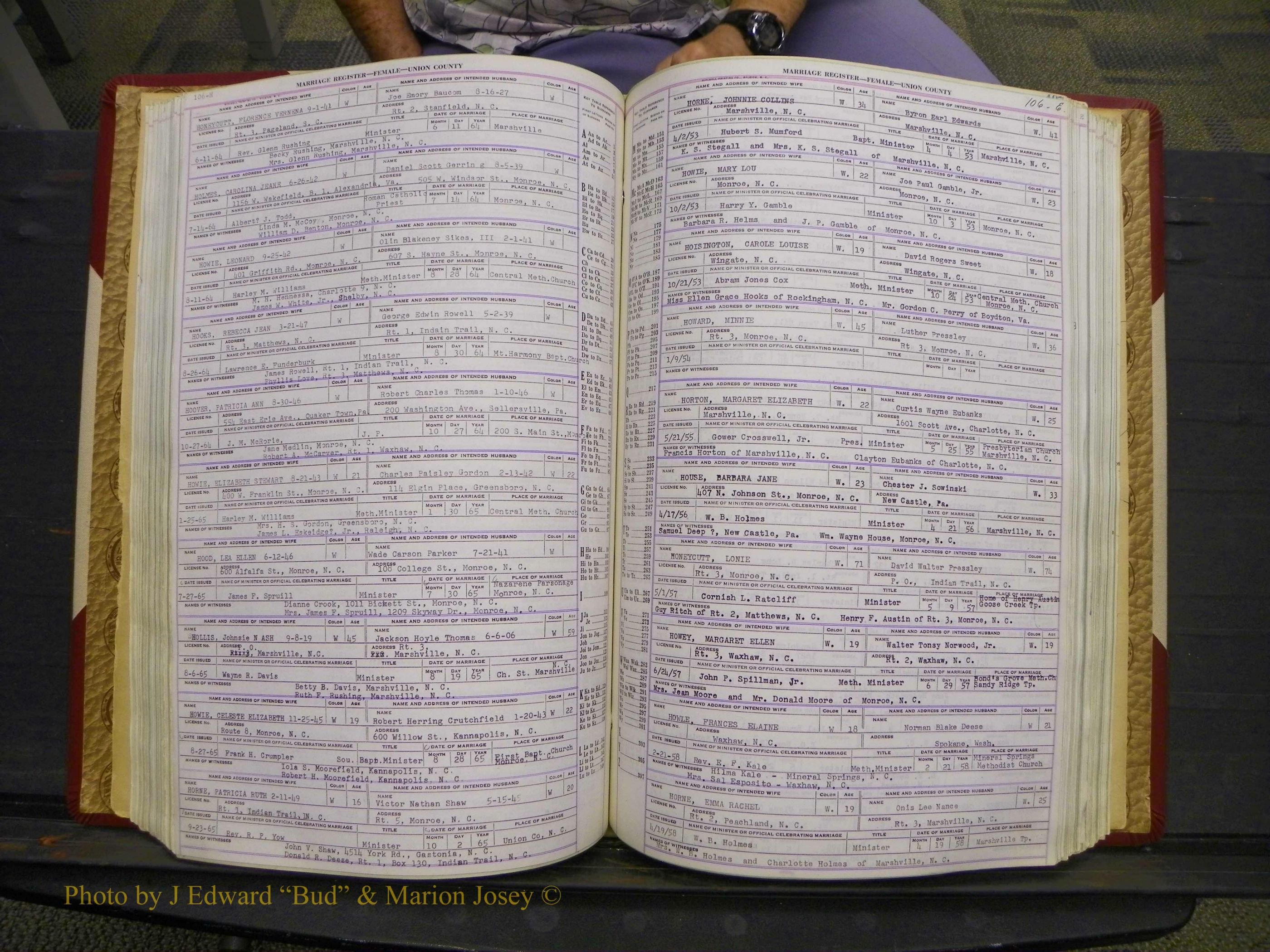 Union Co, NC Marriages Female Index, A-Z, 1937-1965 (159).JPG