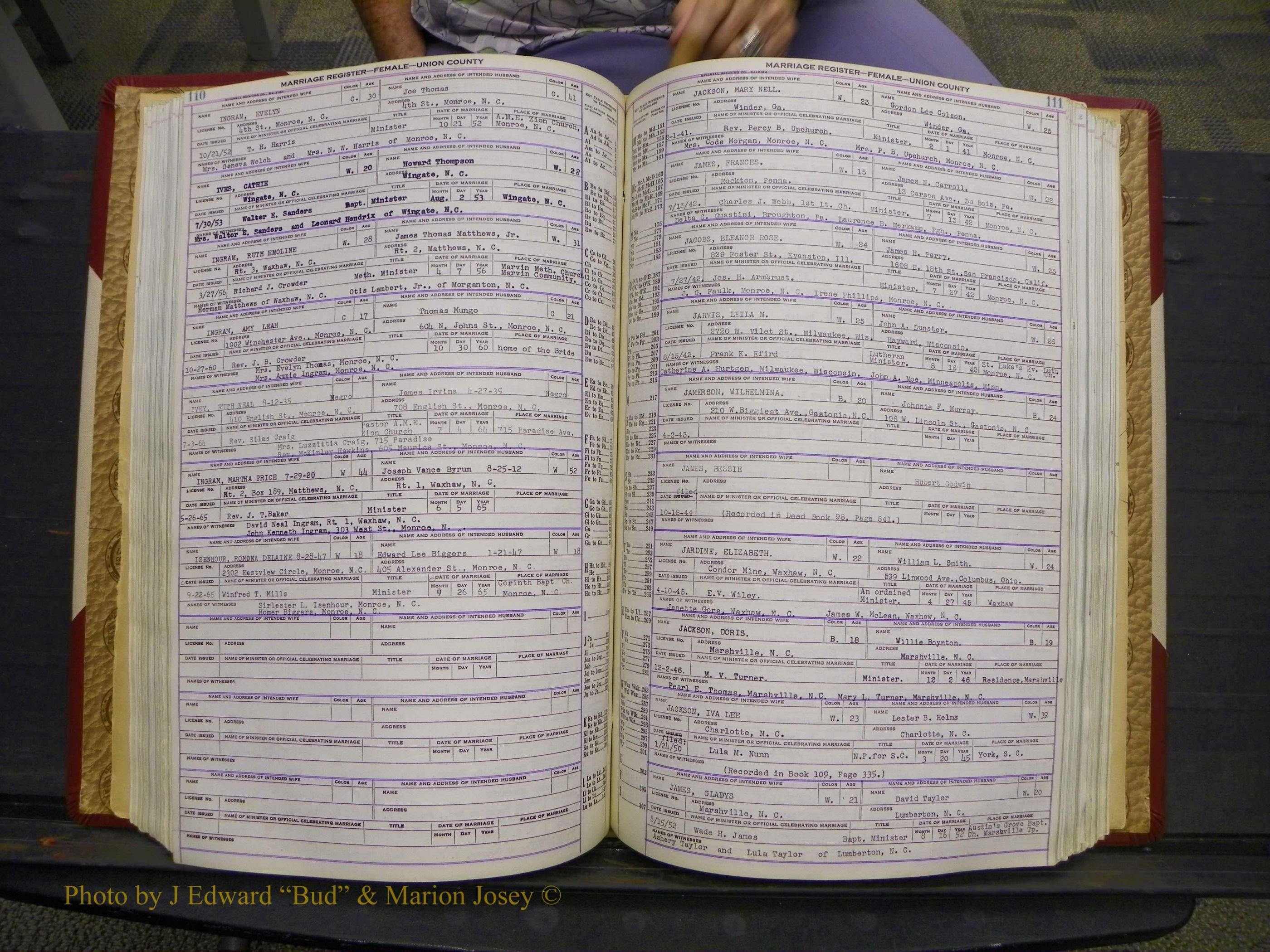 Union Co, NC Marriages Female Index, A-Z, 1937-1965 (165).JPG