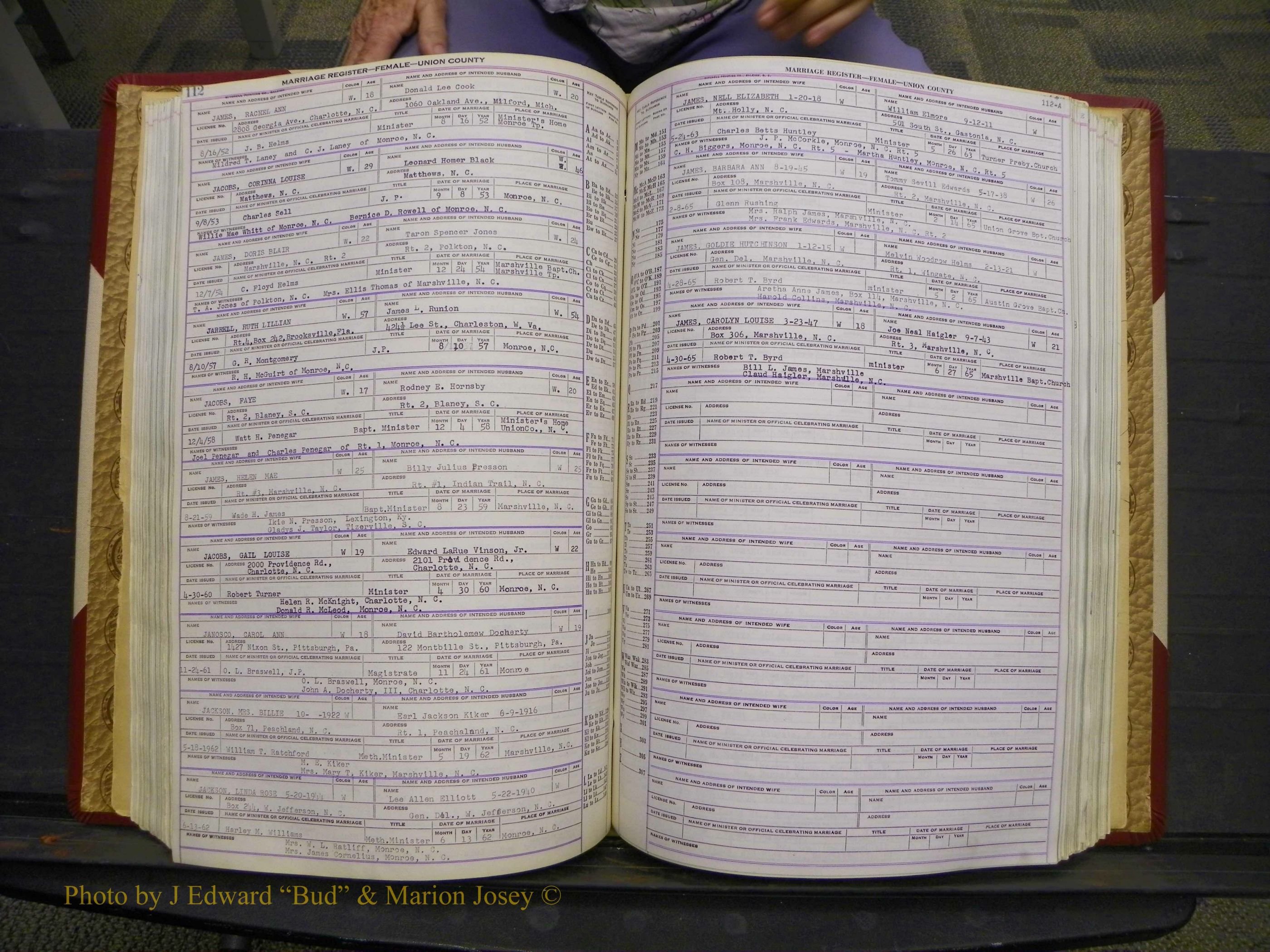 Union Co, NC Marriages Female Index, A-Z, 1937-1965 (166).JPG