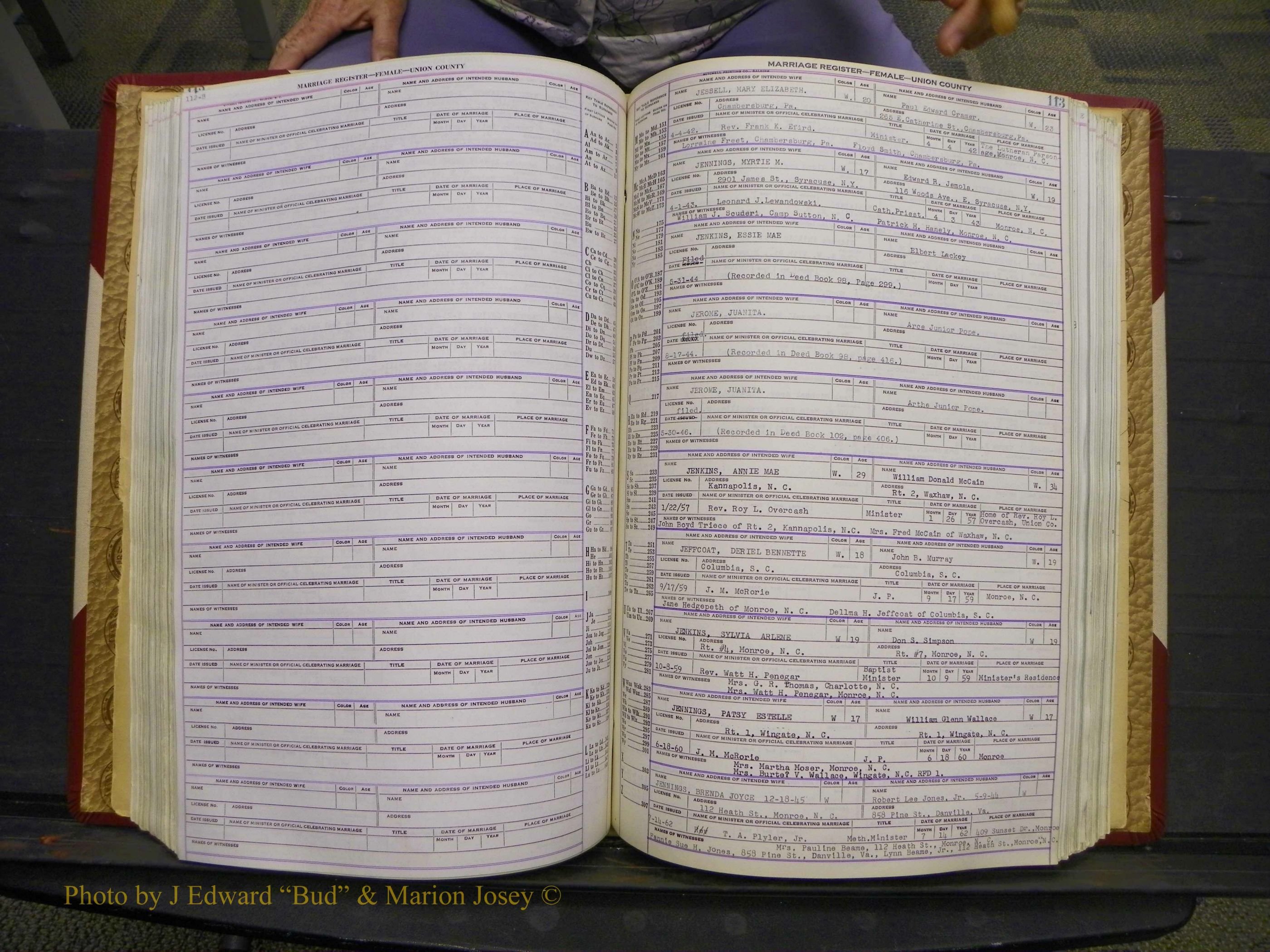 Union Co, NC Marriages Female Index, A-Z, 1937-1965 (167).JPG