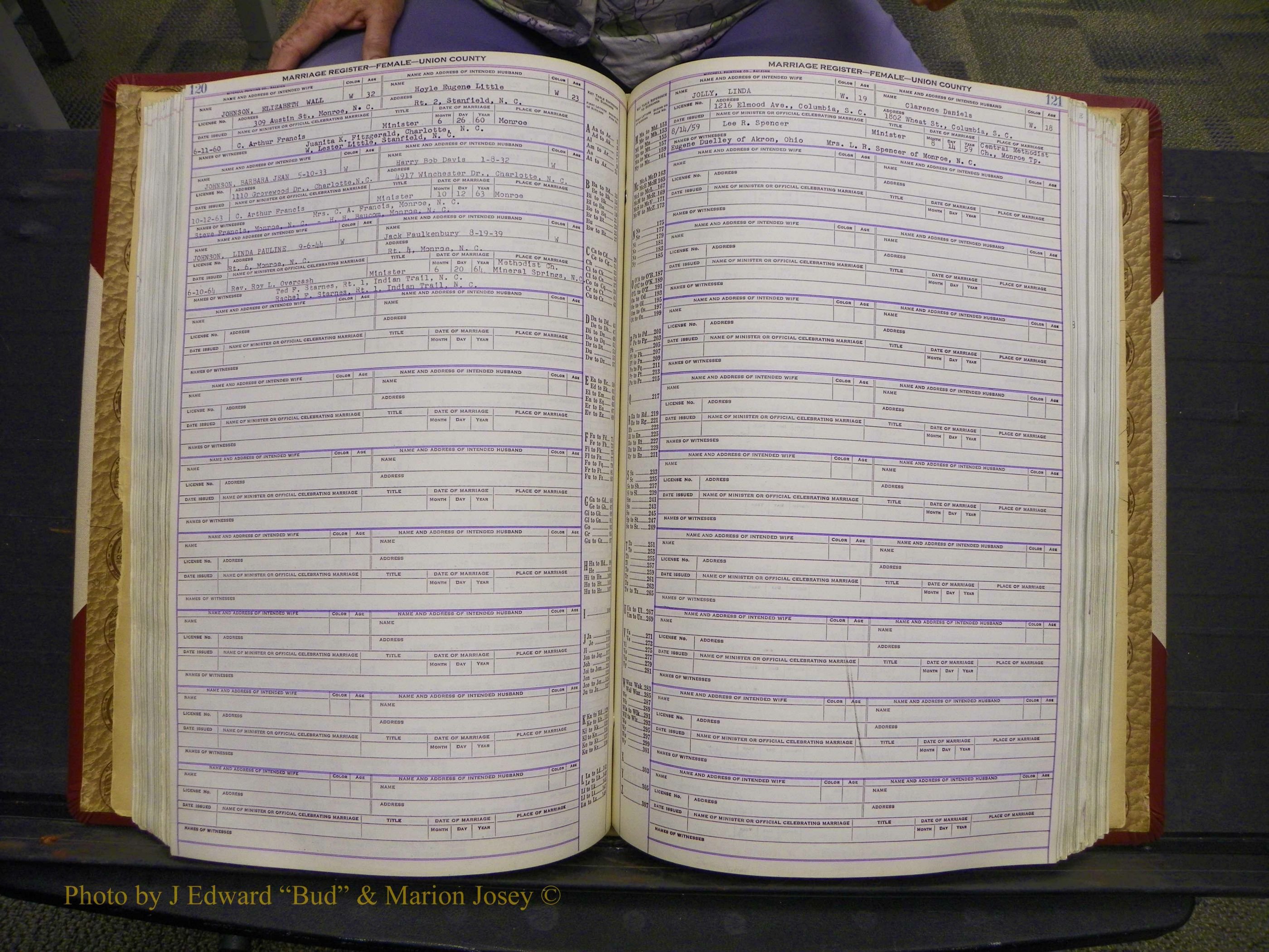 Union Co, NC Marriages Female Index, A-Z, 1937-1965 (171).JPG