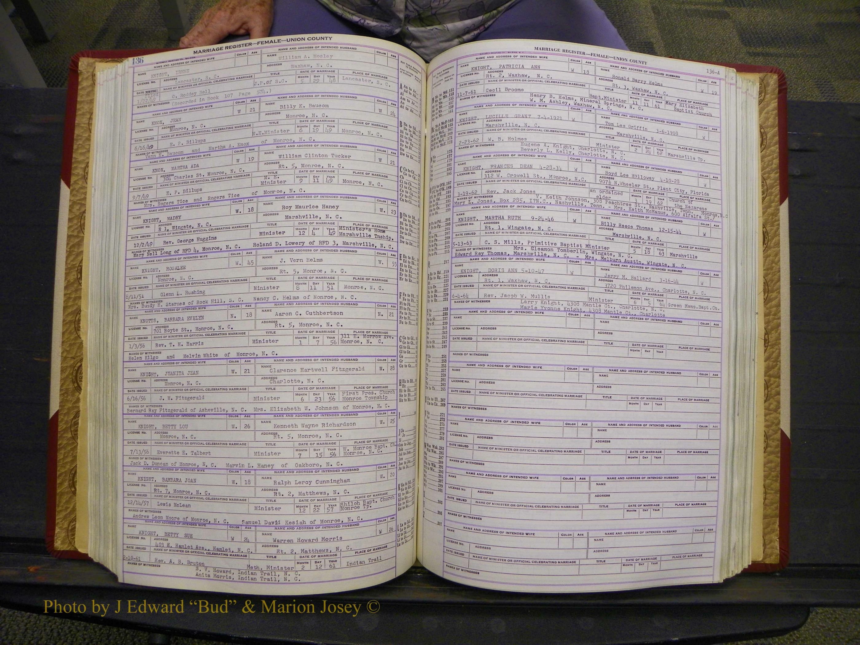 Union Co, NC Marriages Female Index, A-Z, 1937-1965 (183).JPG