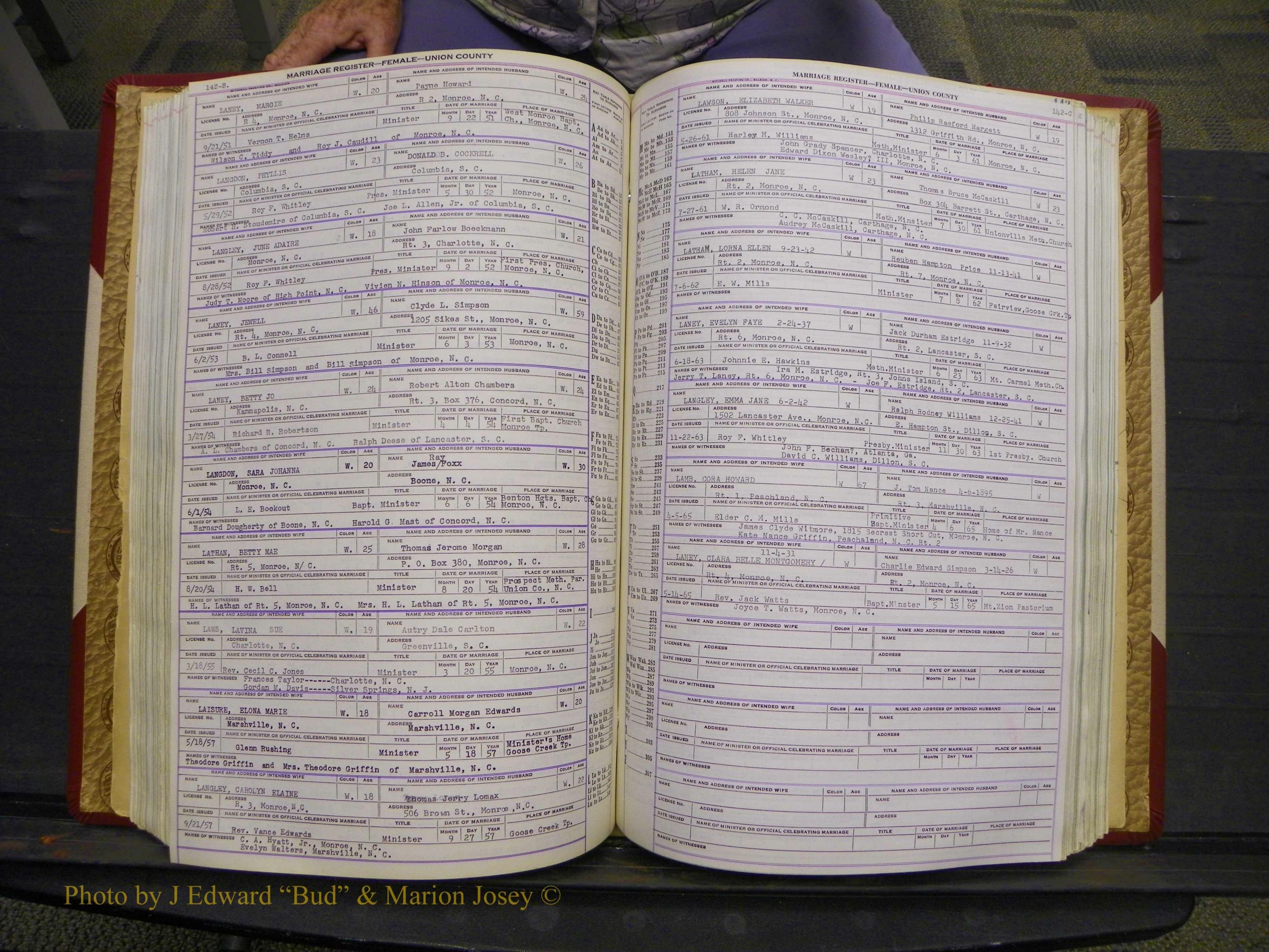 Union Co, NC Marriages Female Index, A-Z, 1937-1965 (188).JPG