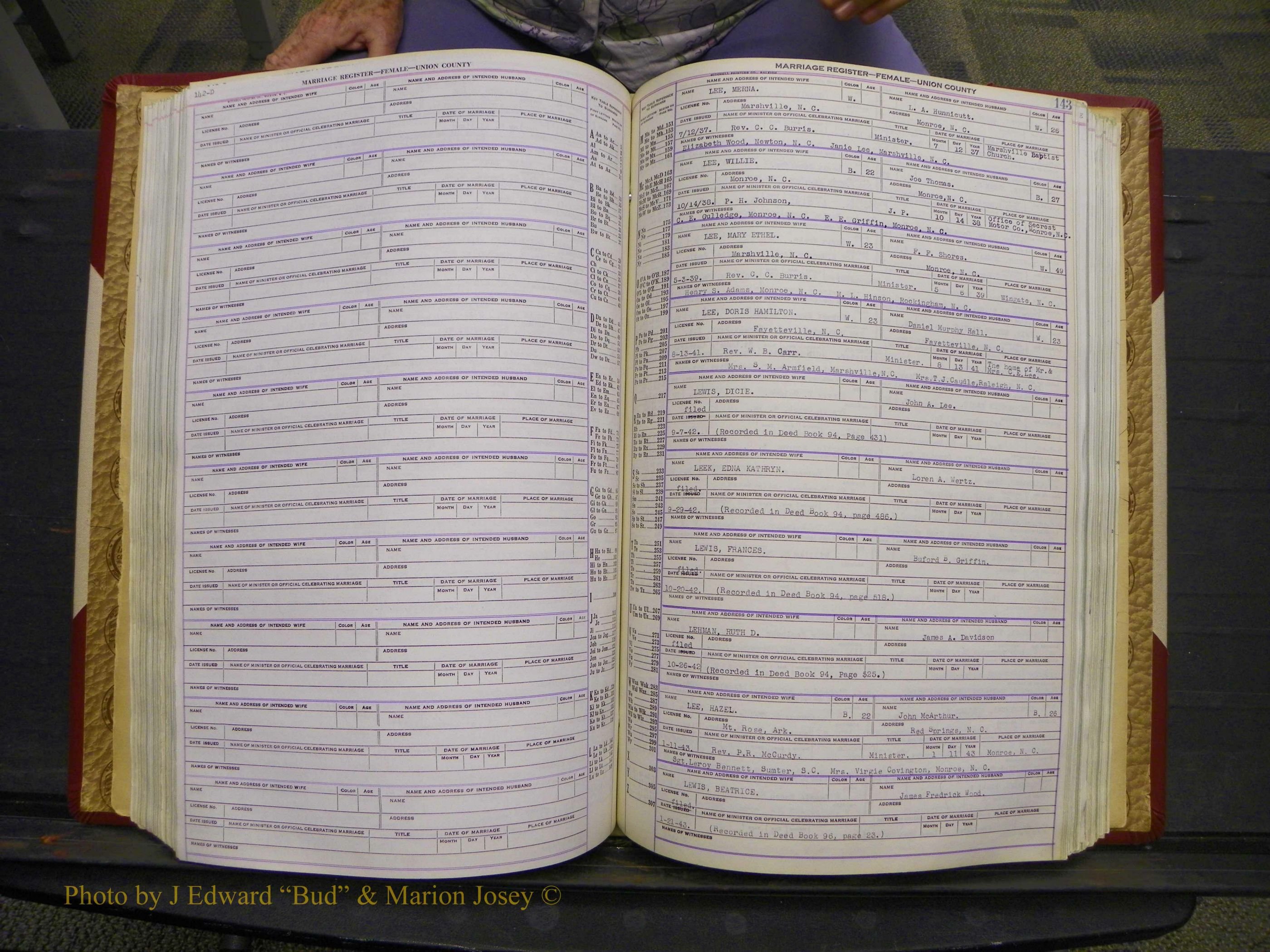 Union Co, NC Marriages Female Index, A-Z, 1937-1965 (189).JPG