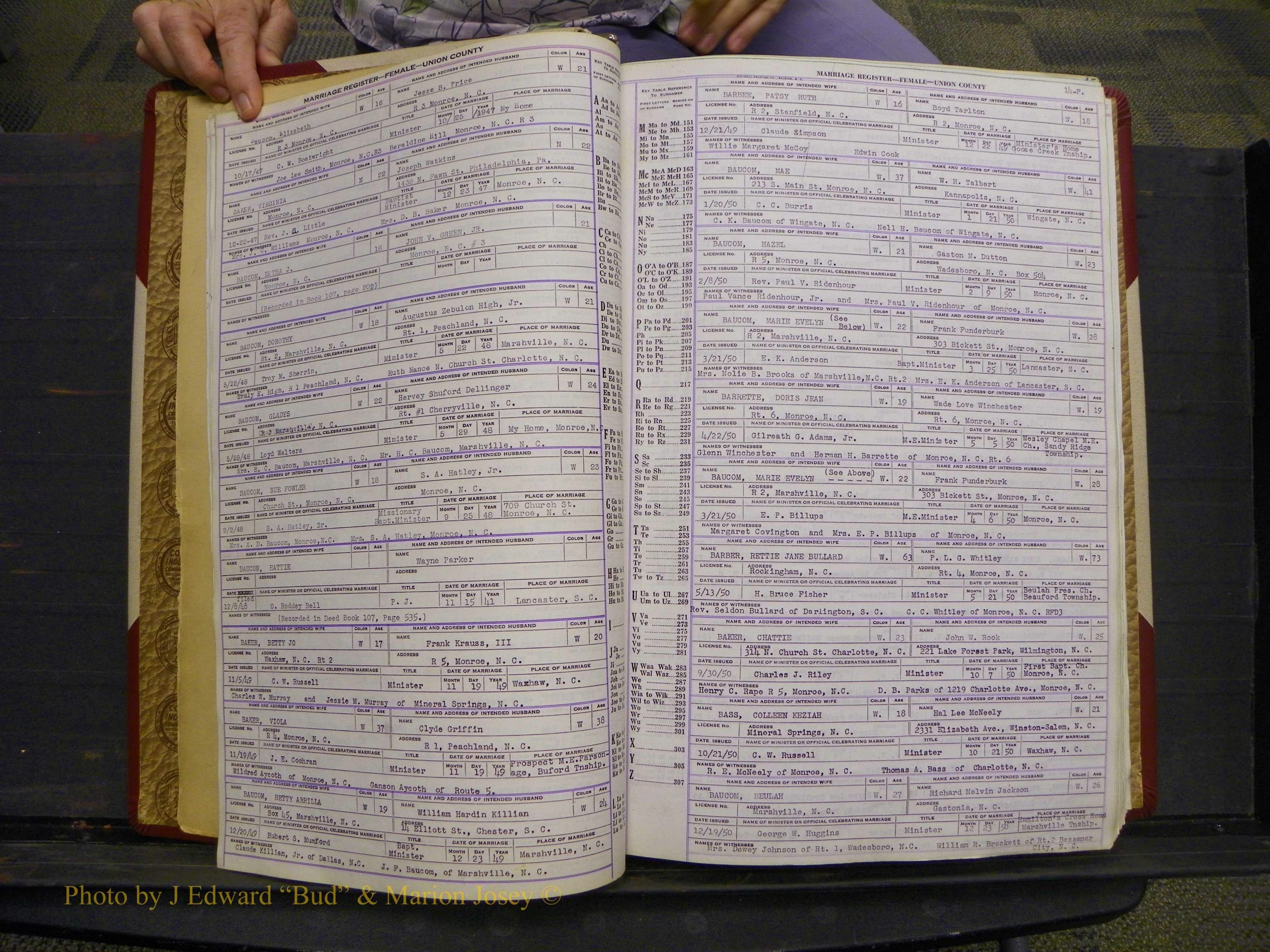 Union Co, NC Marriages Female Index, A-Z, 1937-1965 (19).JPG