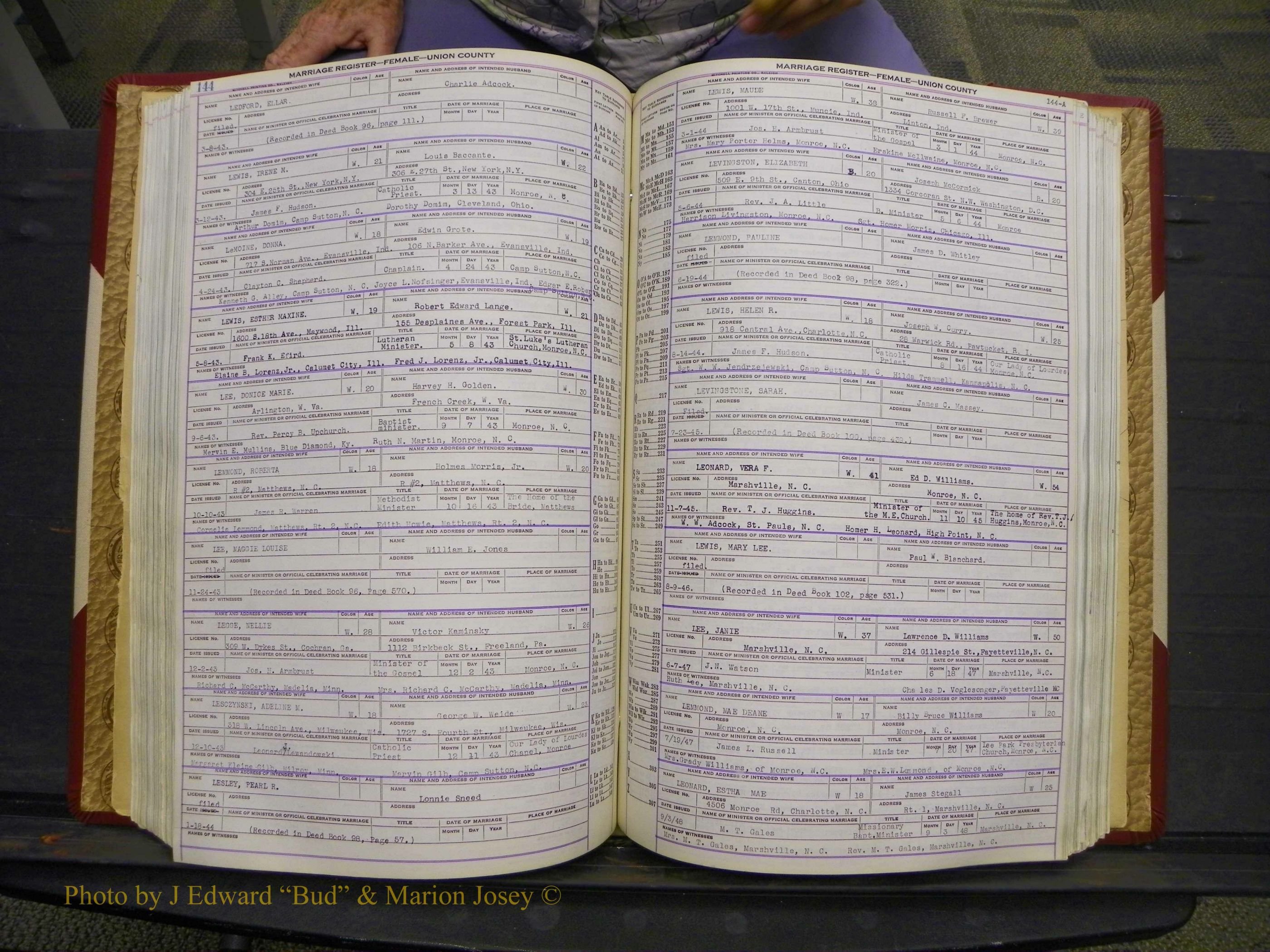 Union Co, NC Marriages Female Index, A-Z, 1937-1965 (190).JPG