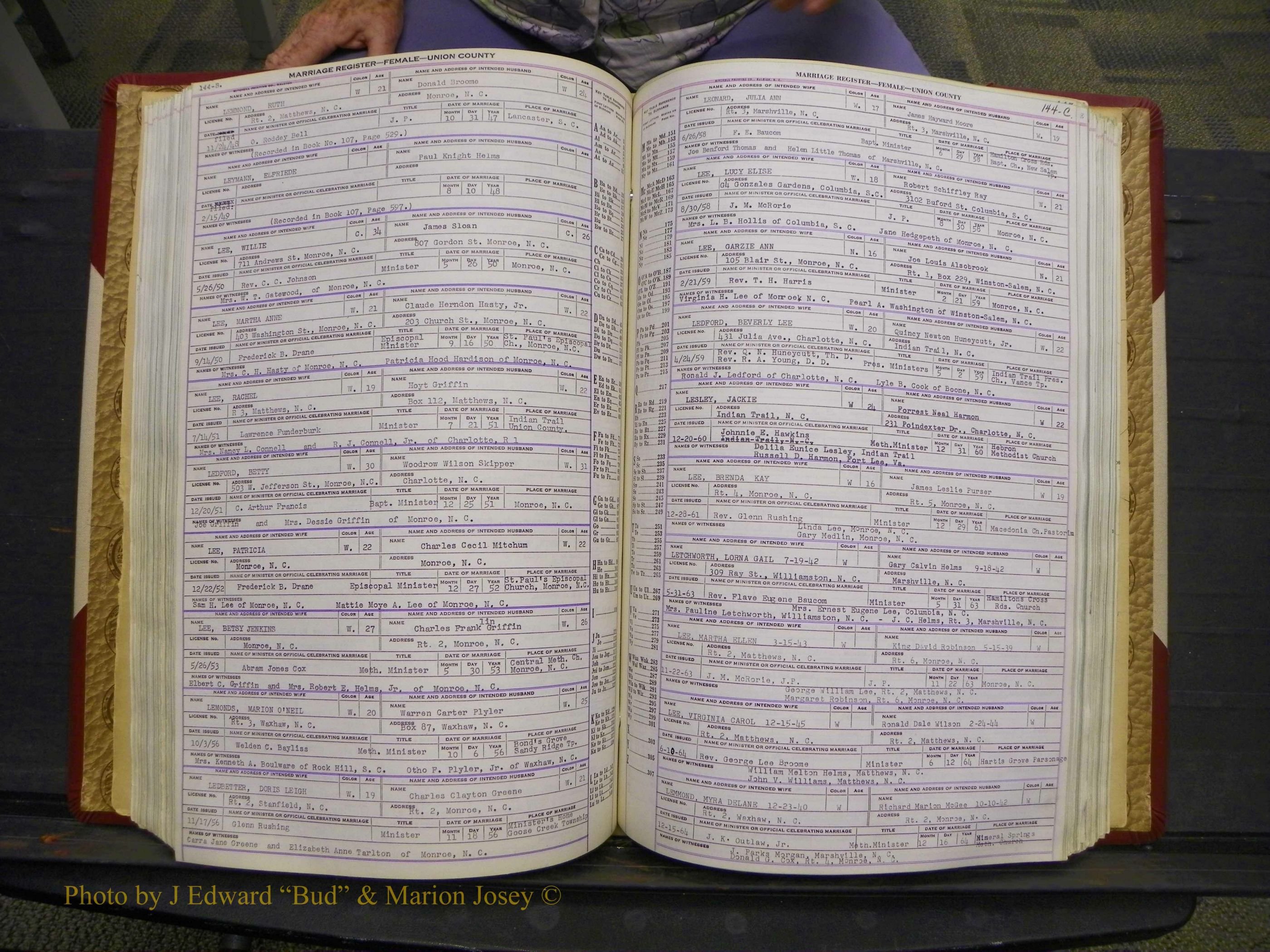 Union Co, NC Marriages Female Index, A-Z, 1937-1965 (191).JPG