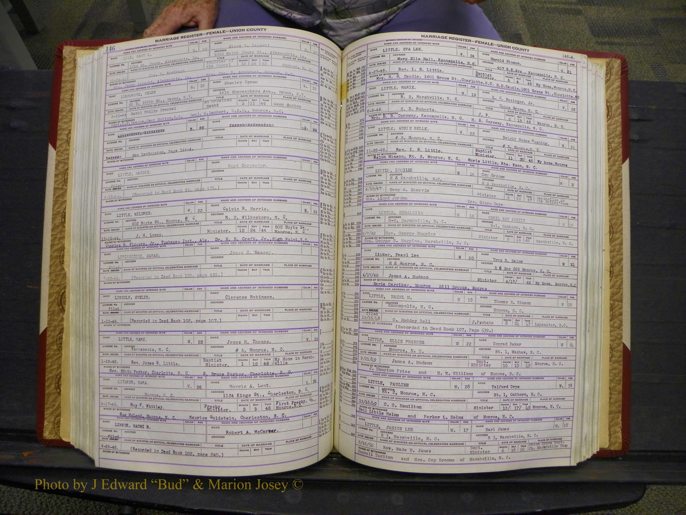 Union Co, NC Marriages Female Index, A-Z, 1937-1965 (193).JPG