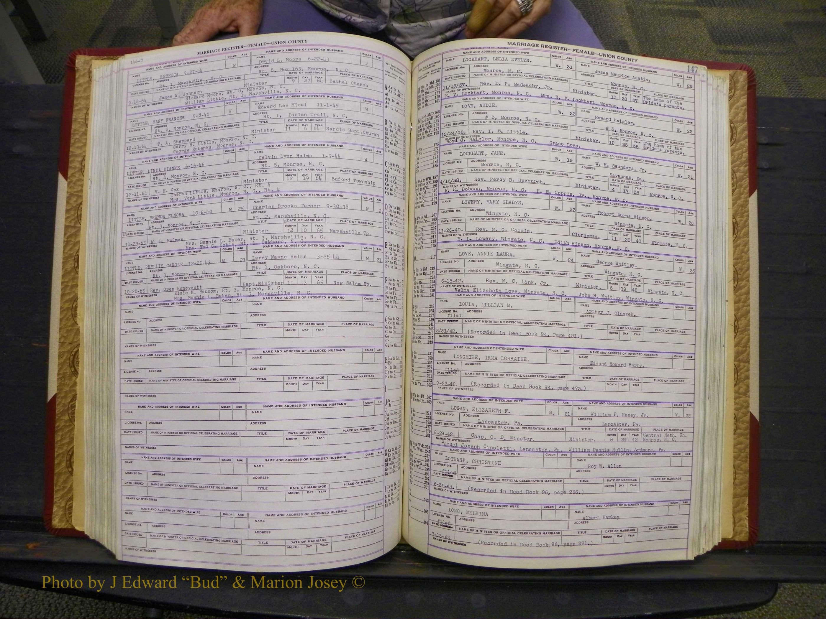Union Co, NC Marriages Female Index, A-Z, 1937-1965 (195).JPG