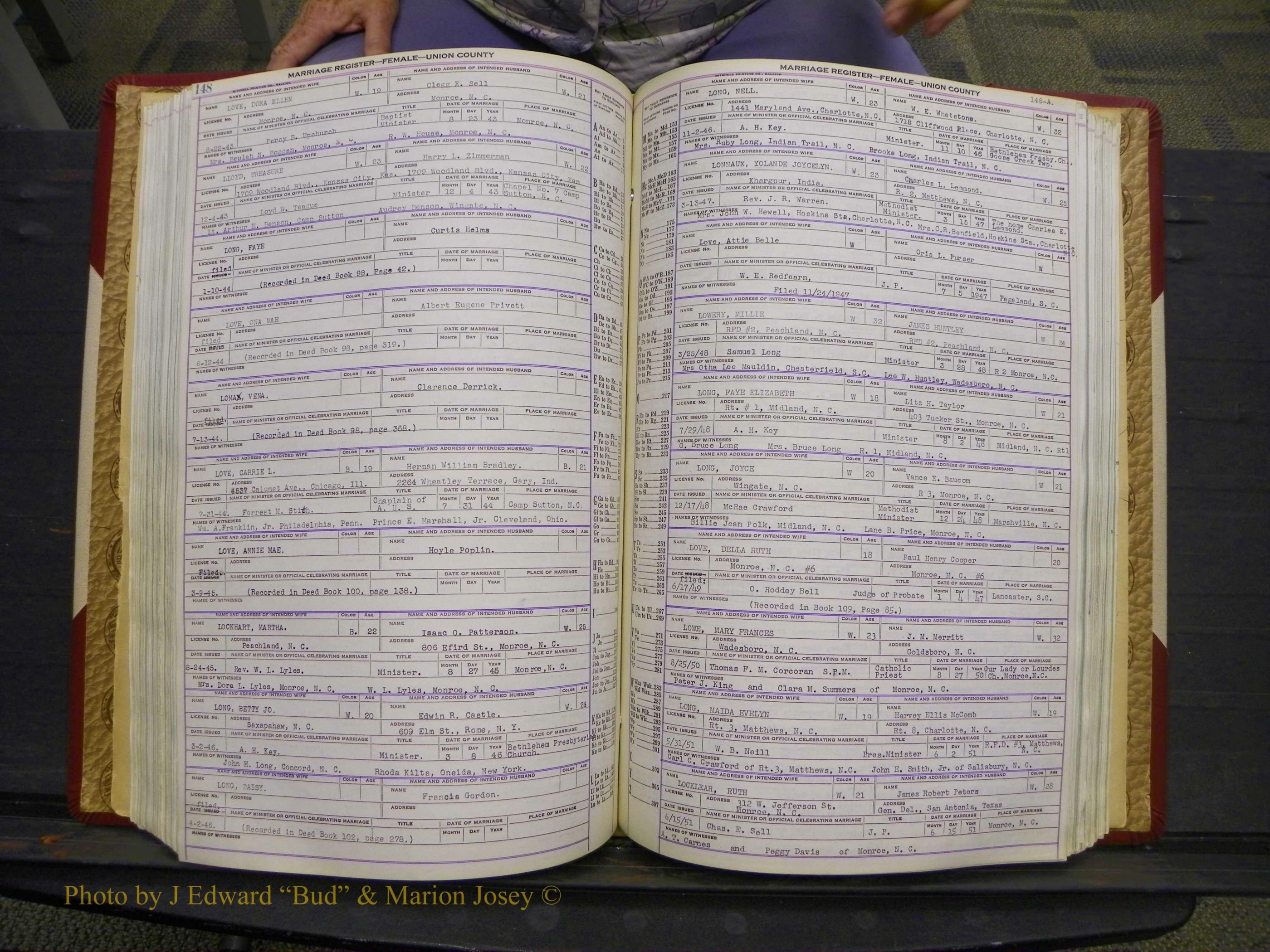 Union Co, NC Marriages Female Index, A-Z, 1937-1965 (196).JPG