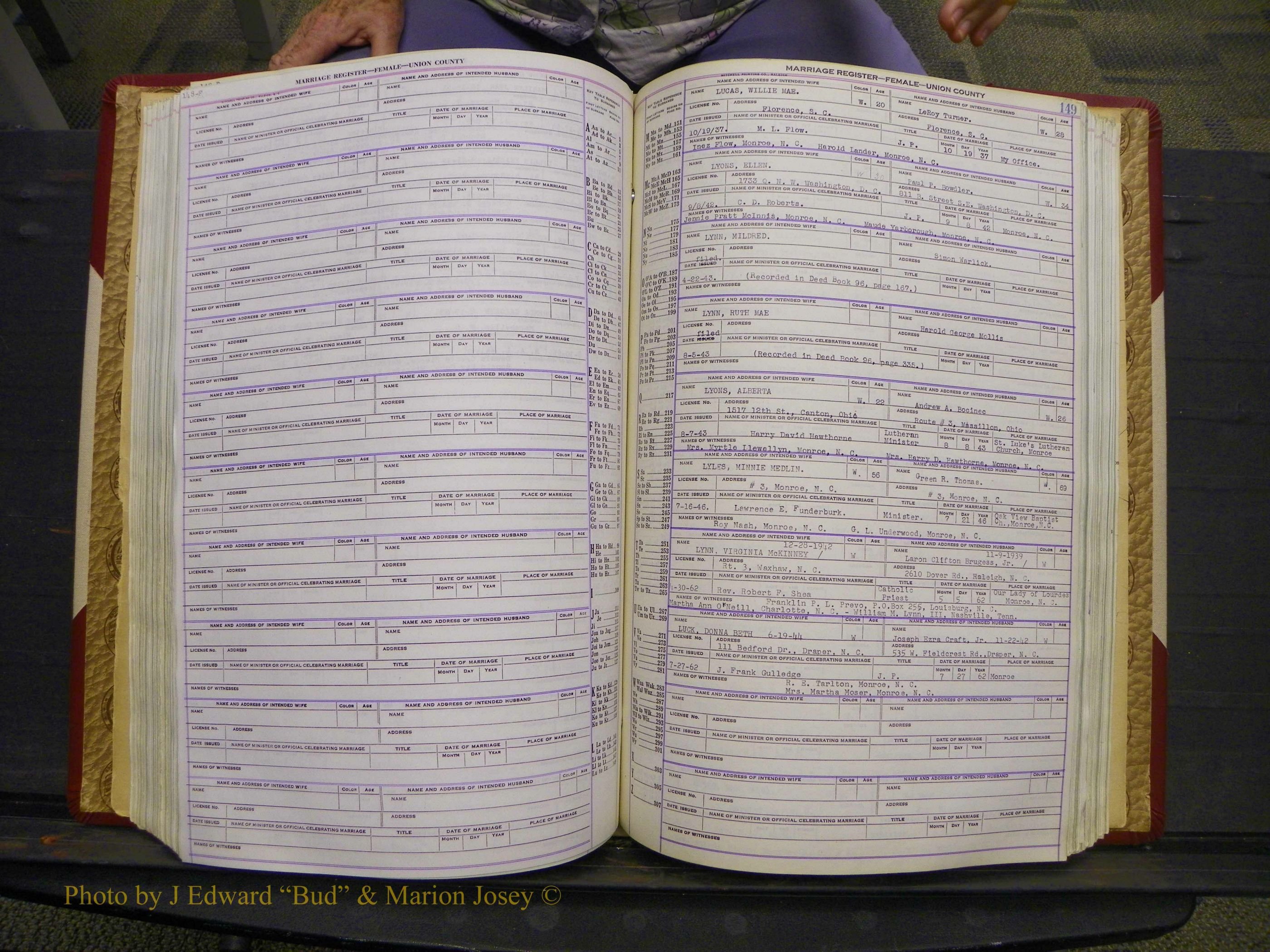 Union Co, NC Marriages Female Index, A-Z, 1937-1965 (198).JPG