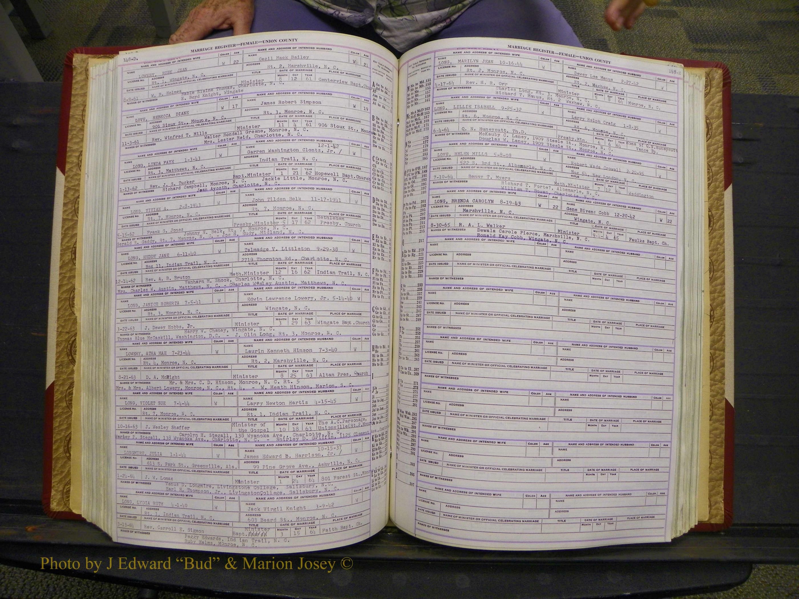 Union Co, NC Marriages Female Index, A-Z, 1937-1965 (199).JPG