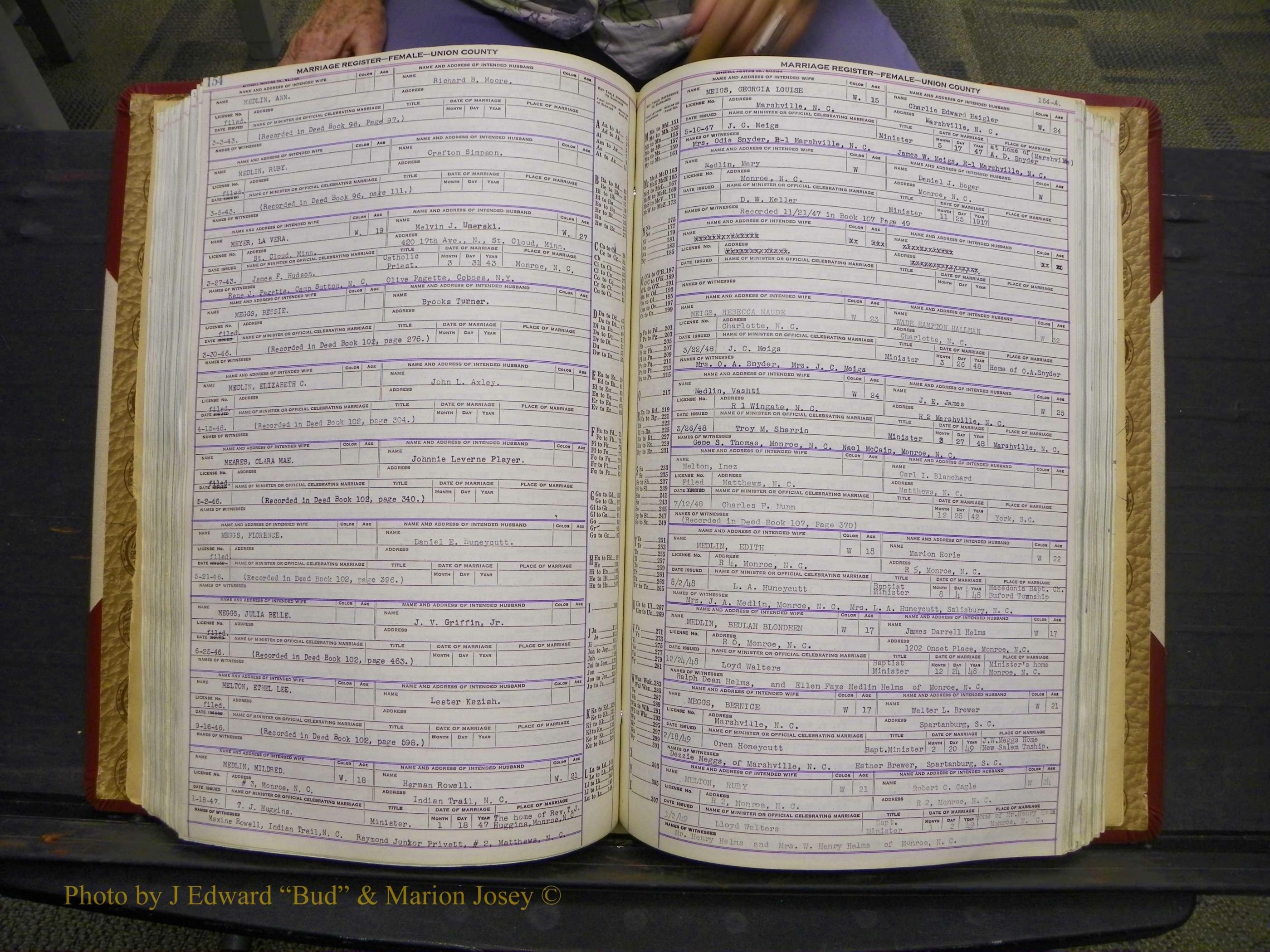 Union Co, NC Marriages Female Index, A-Z, 1937-1965 (207).JPG