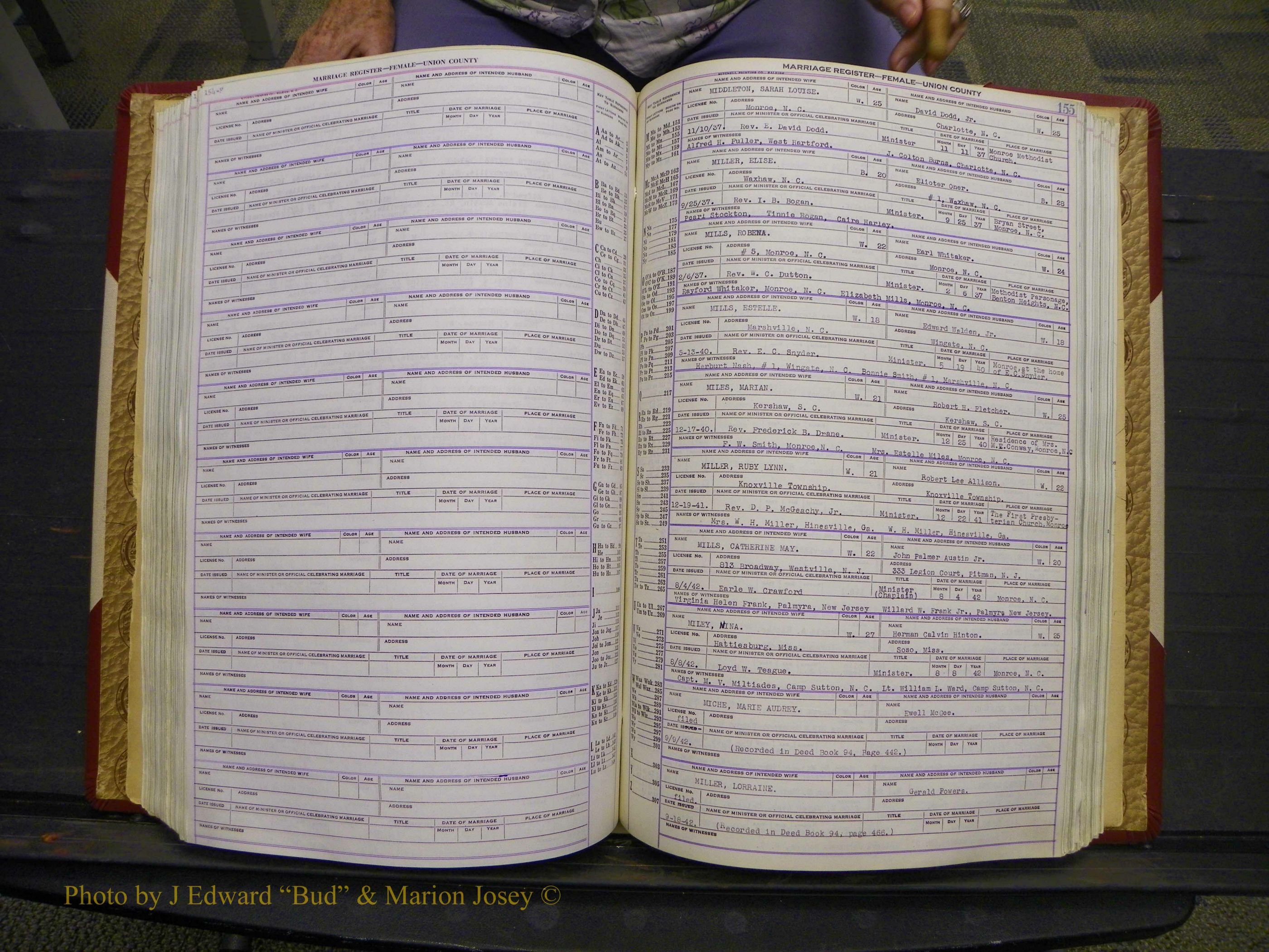 Union Co, NC Marriages Female Index, A-Z, 1937-1965 (209).JPG