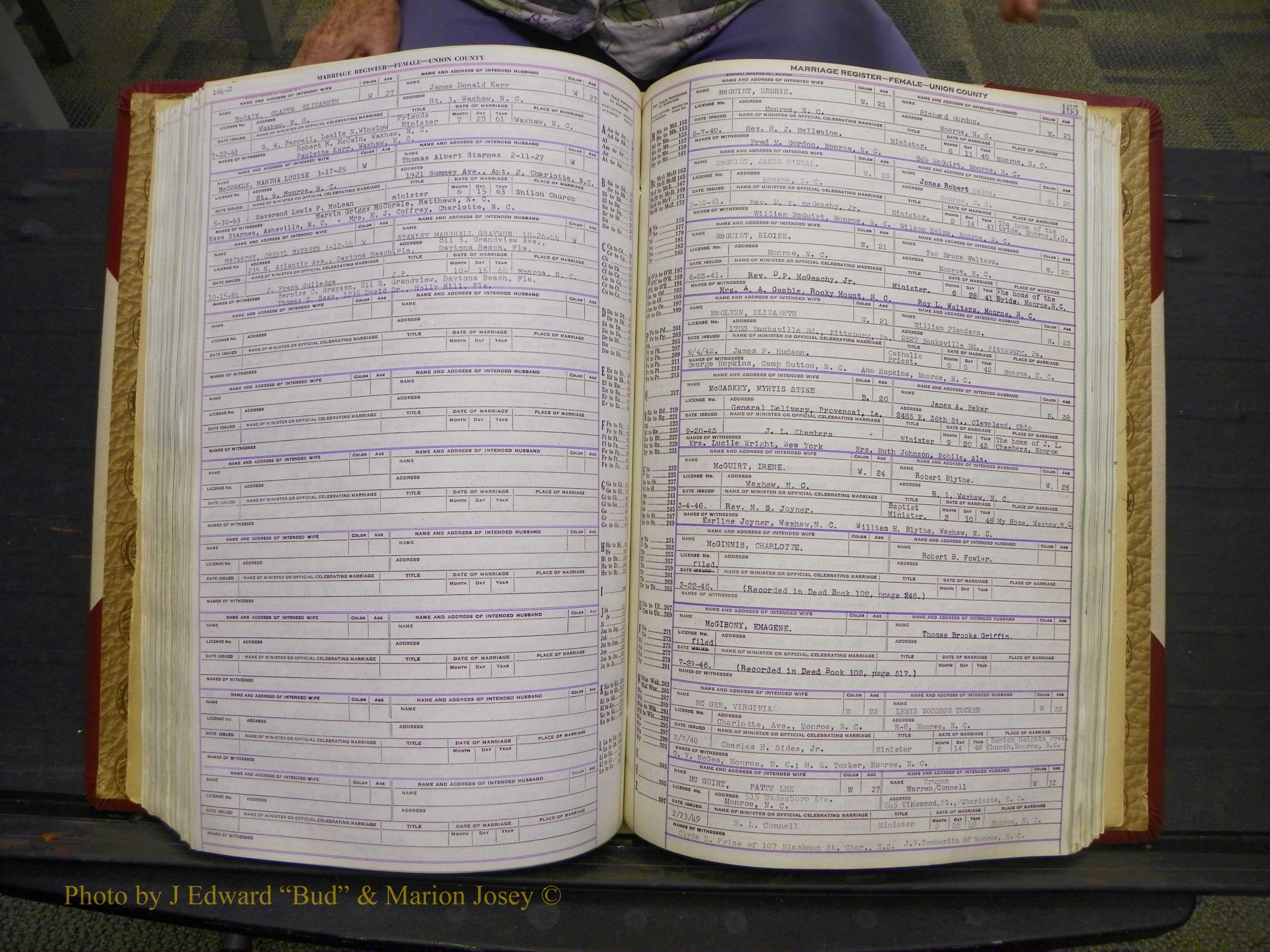 Union Co, NC Marriages Female Index, A-Z, 1937-1965 (226).JPG