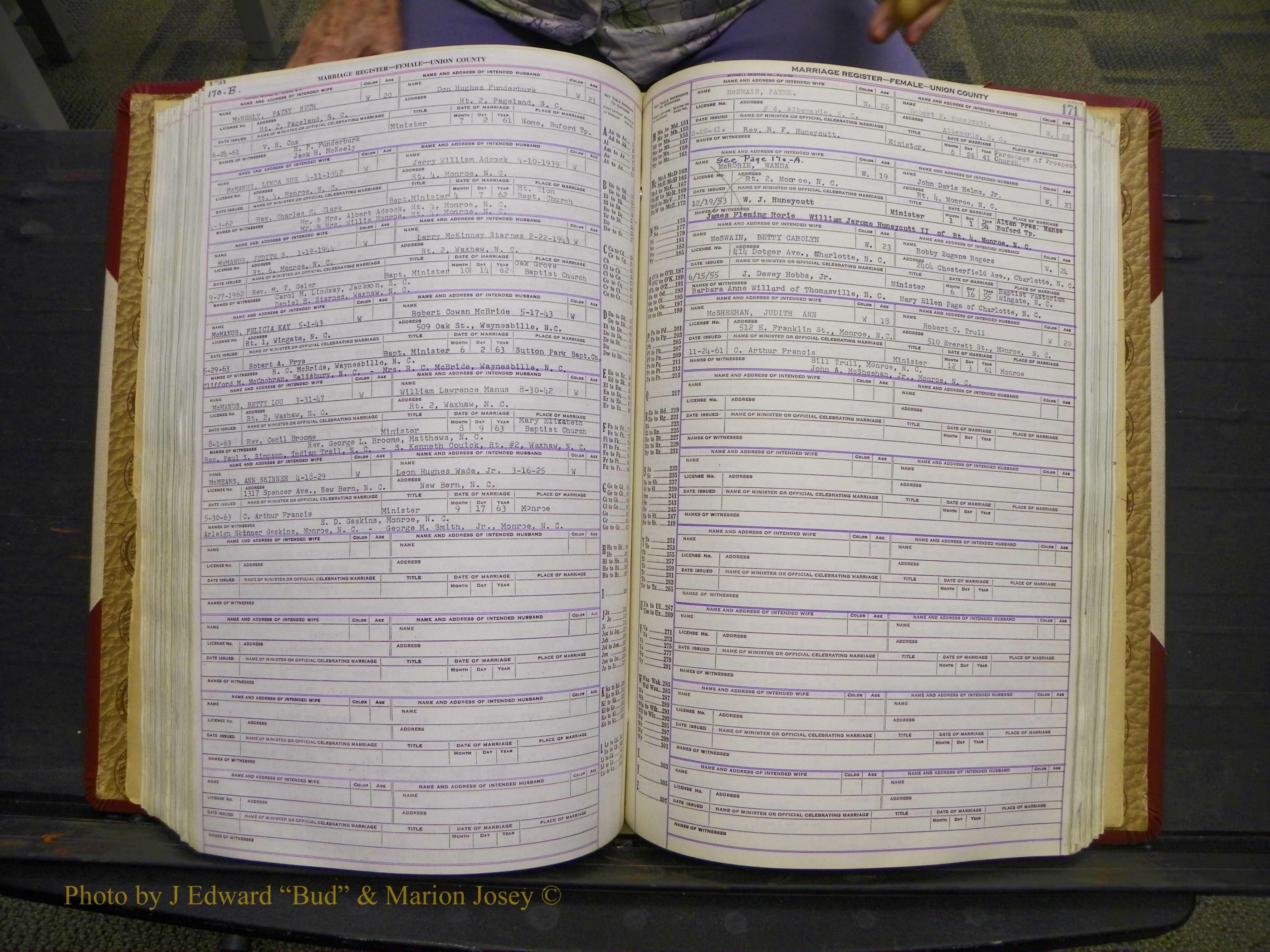 Union Co, NC Marriages Female Index, A-Z, 1937-1965 (233).JPG