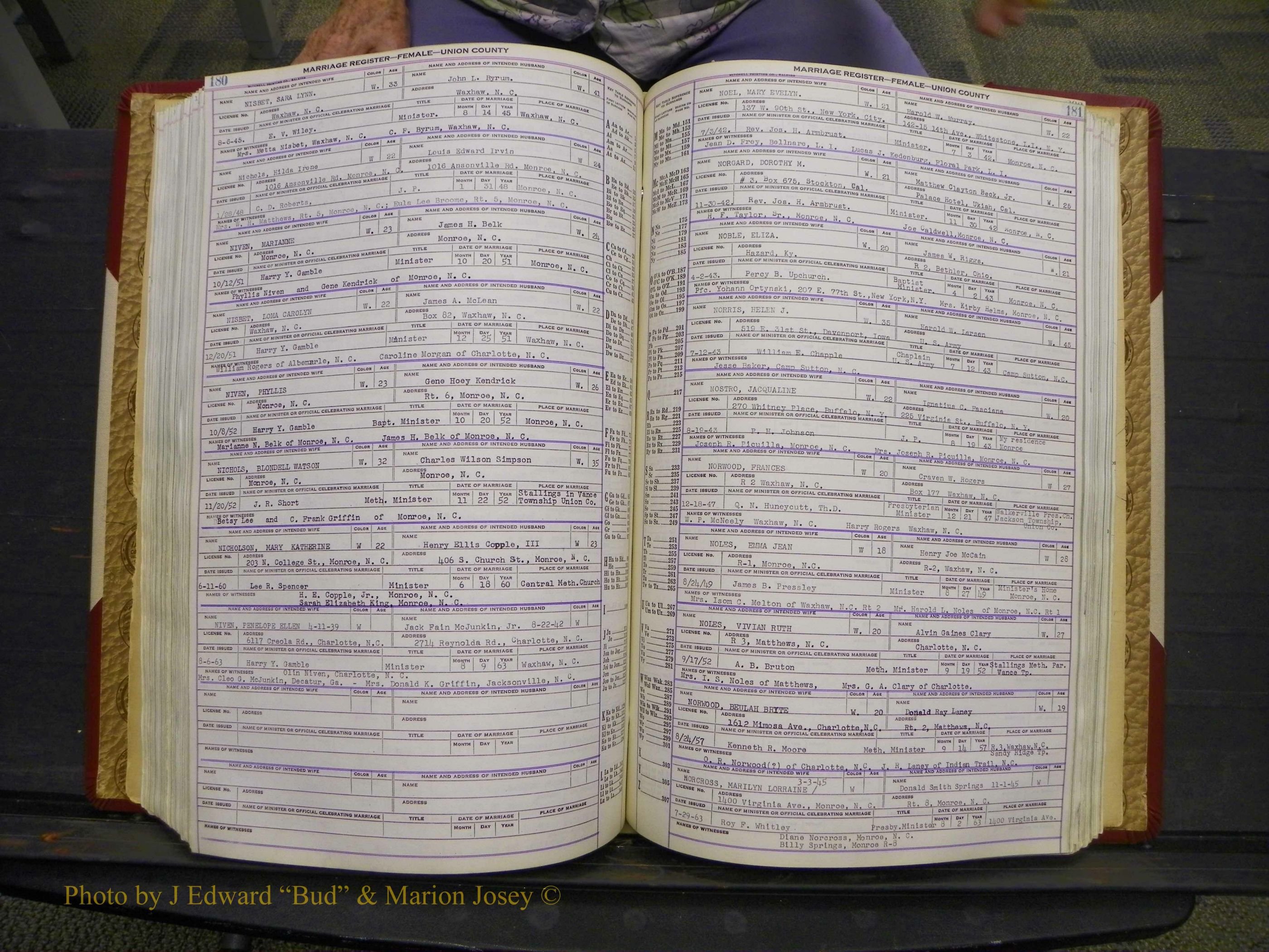 Union Co, NC Marriages Female Index, A-Z, 1937-1965 (239).JPG