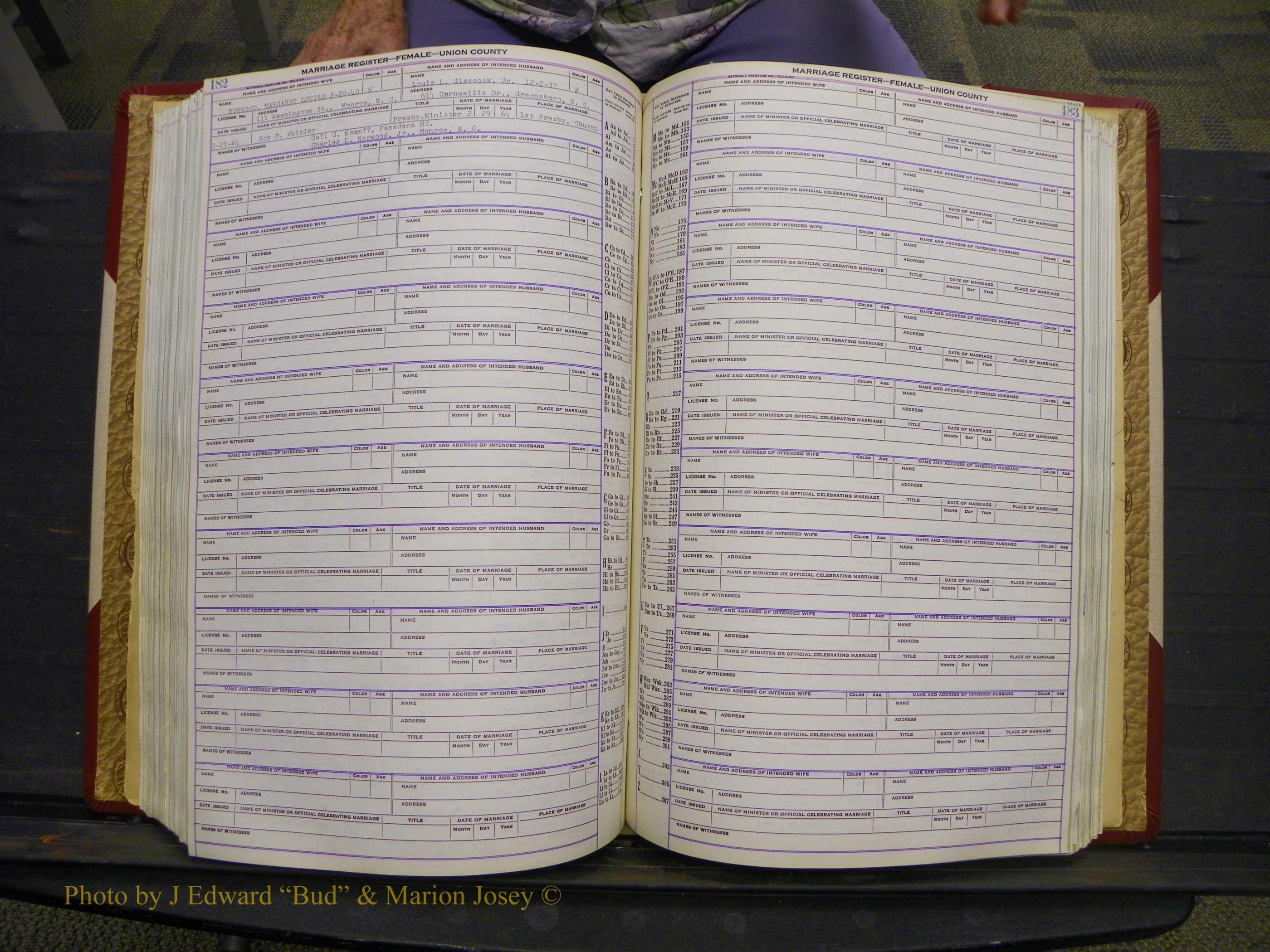 Union Co, NC Marriages Female Index, A-Z, 1937-1965 (240).JPG