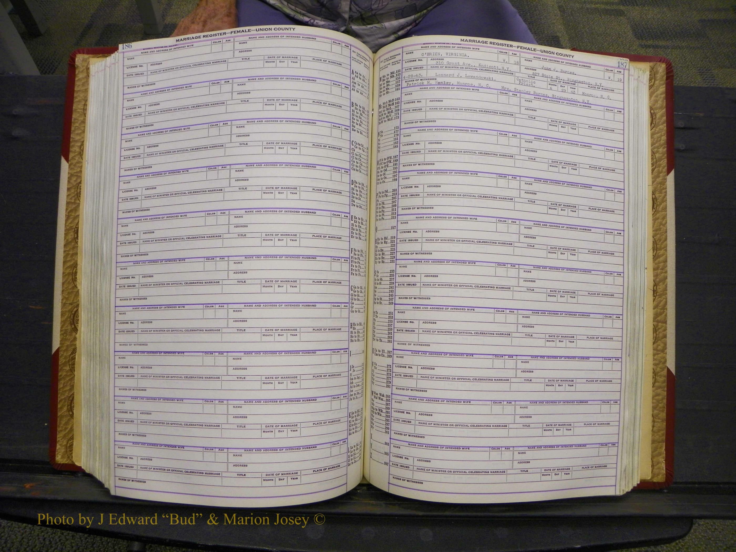 Union Co, NC Marriages Female Index, A-Z, 1937-1965 (241).JPG