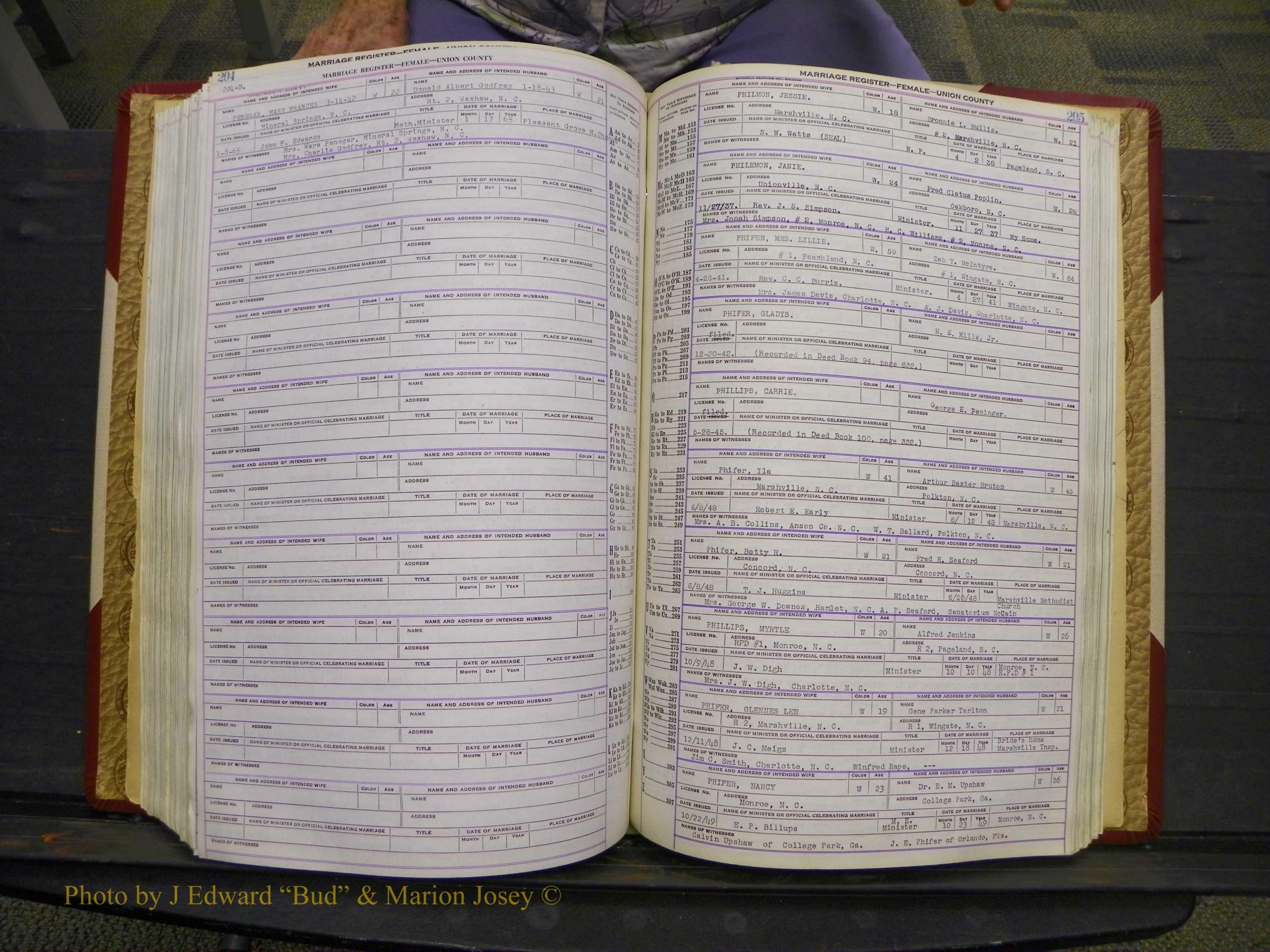 Union Co, NC Marriages Female Index, A-Z, 1937-1965 (253).JPG