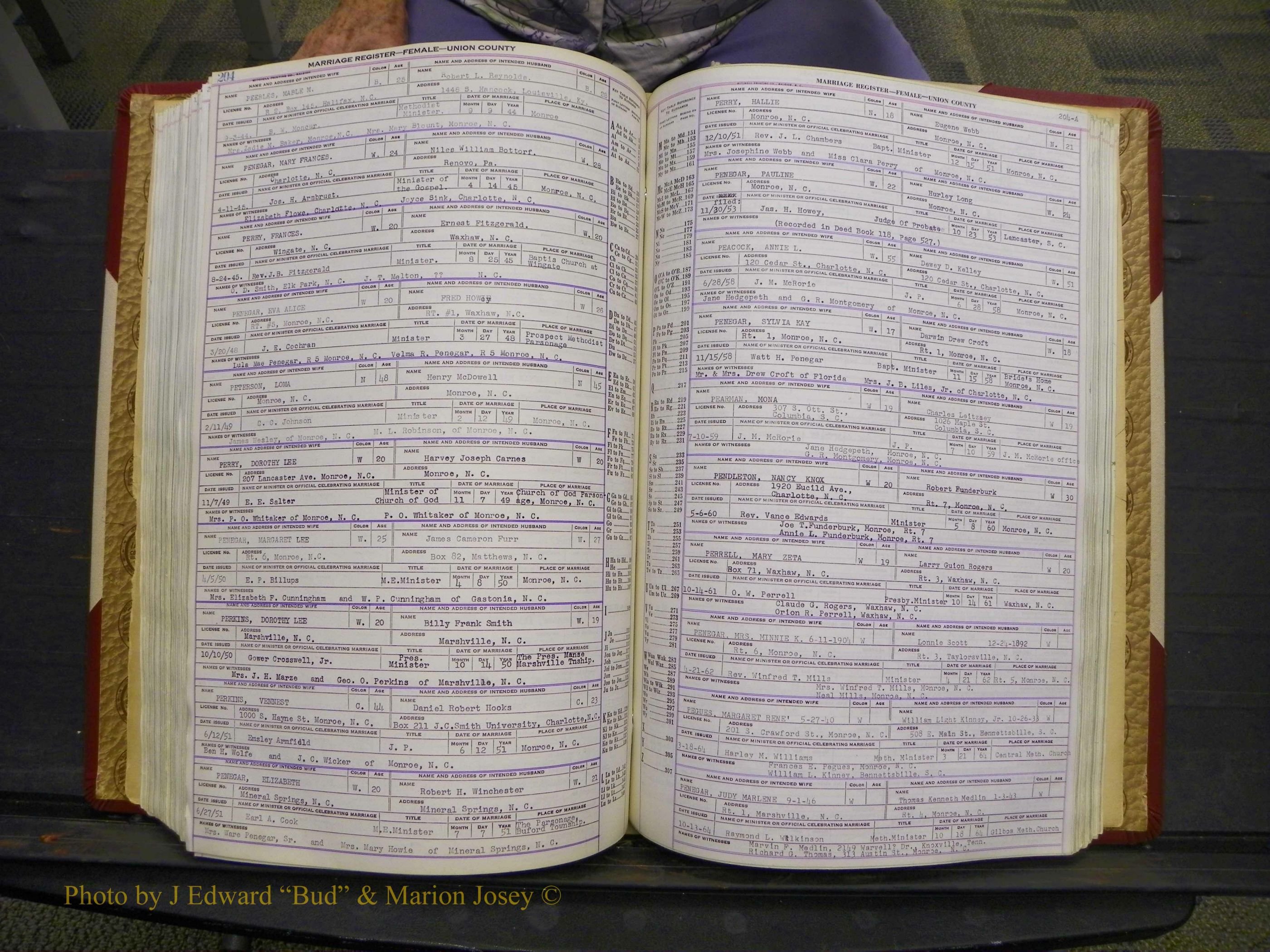 Union Co, NC Marriages Female Index, A-Z, 1937-1965 (254).JPG