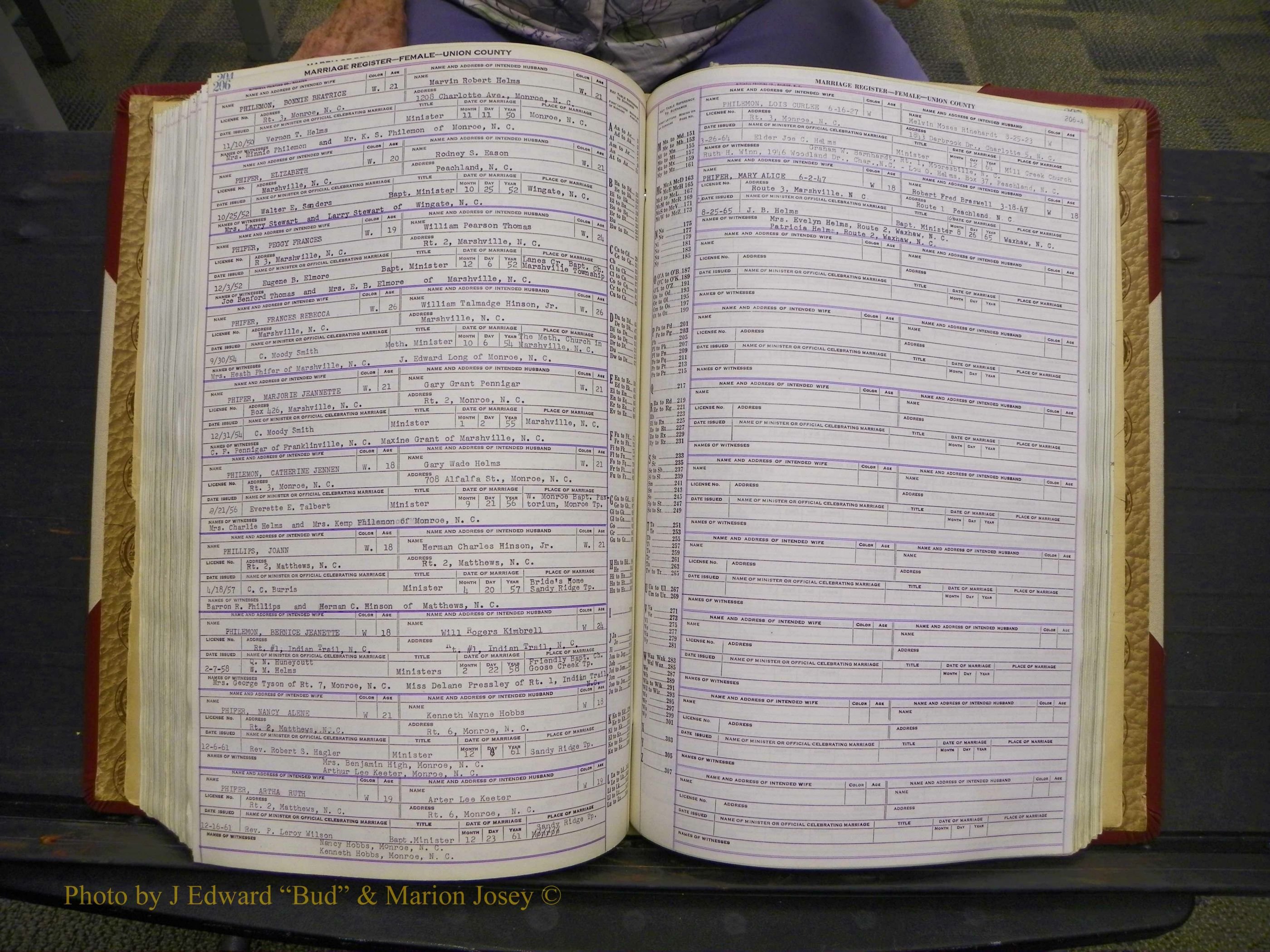 Union Co, NC Marriages Female Index, A-Z, 1937-1965 (255).JPG