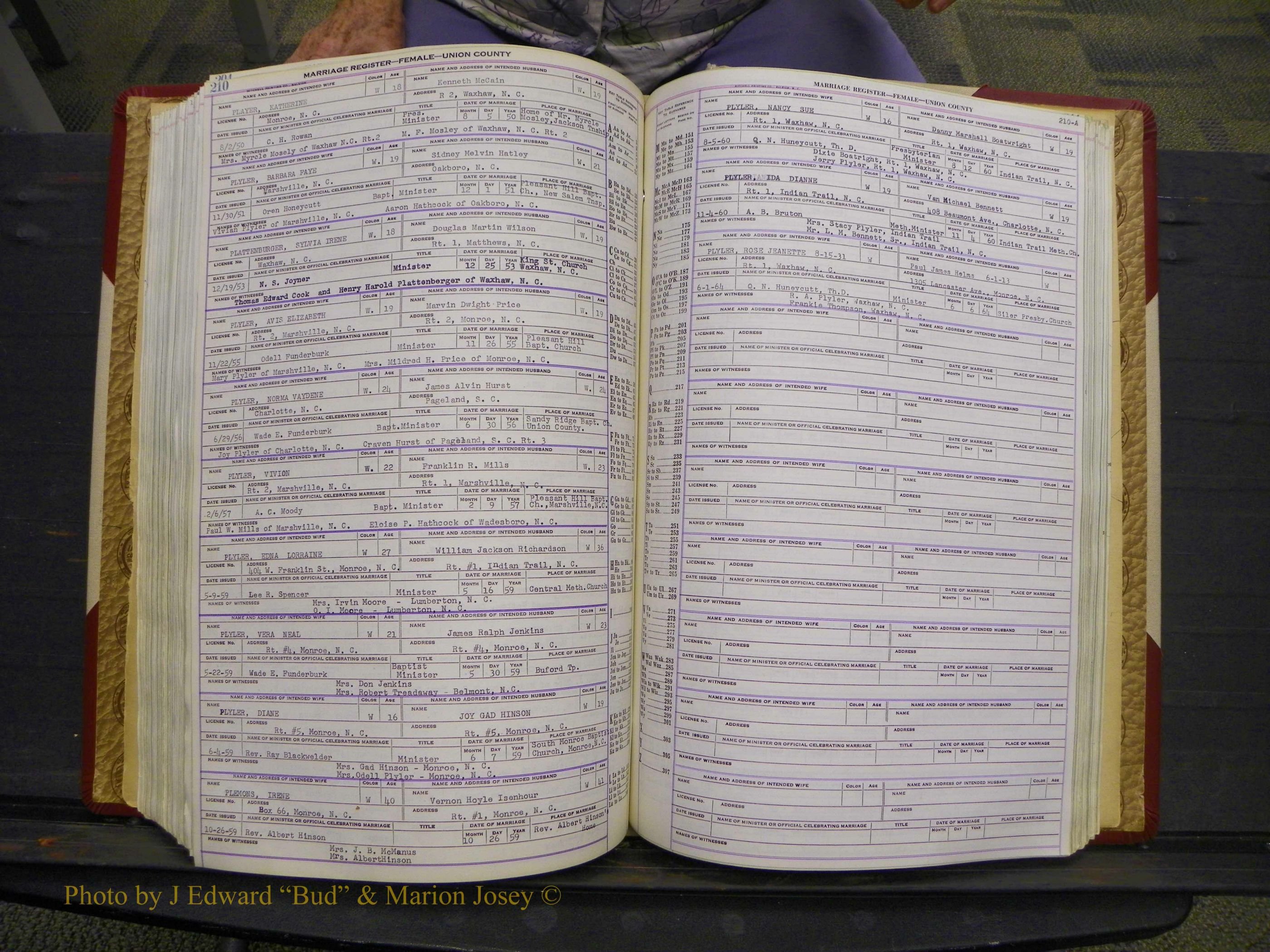 Union Co, NC Marriages Female Index, A-Z, 1937-1965 (259).JPG