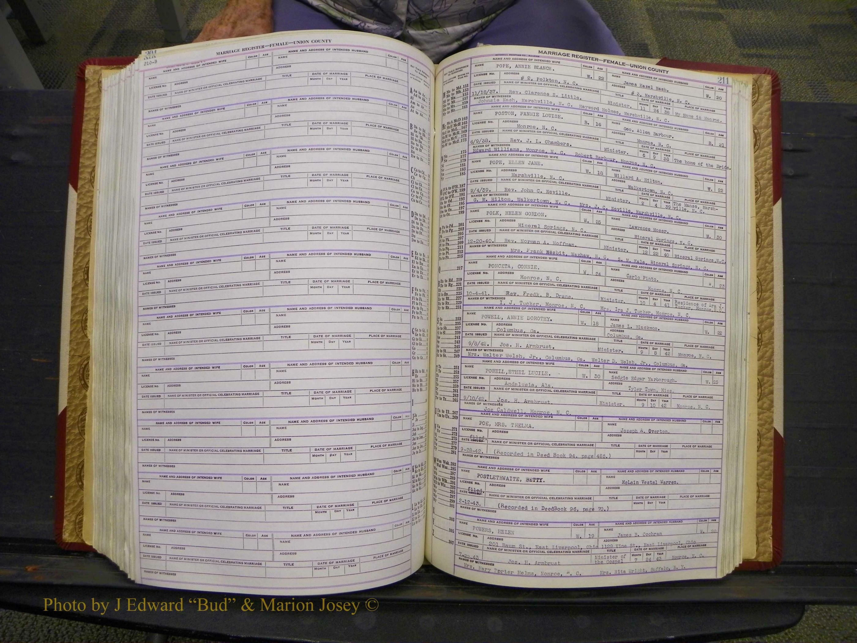 Union Co, NC Marriages Female Index, A-Z, 1937-1965 (260).JPG