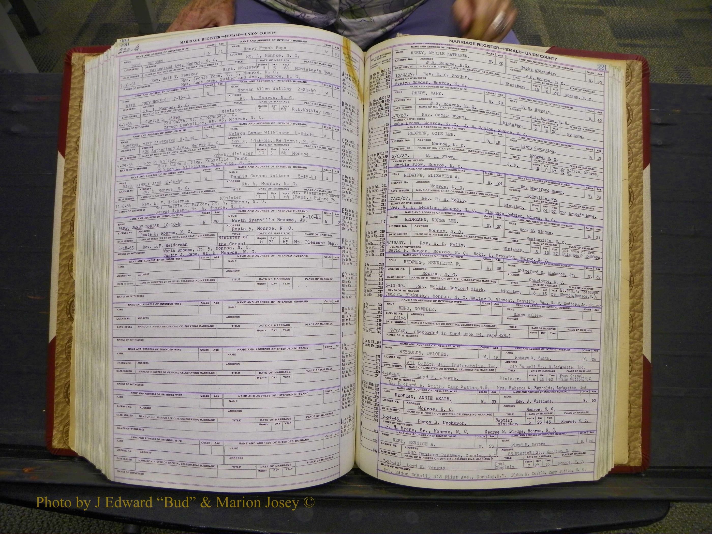 Union Co, NC Marriages Female Index, A-Z, 1937-1965 (274).JPG