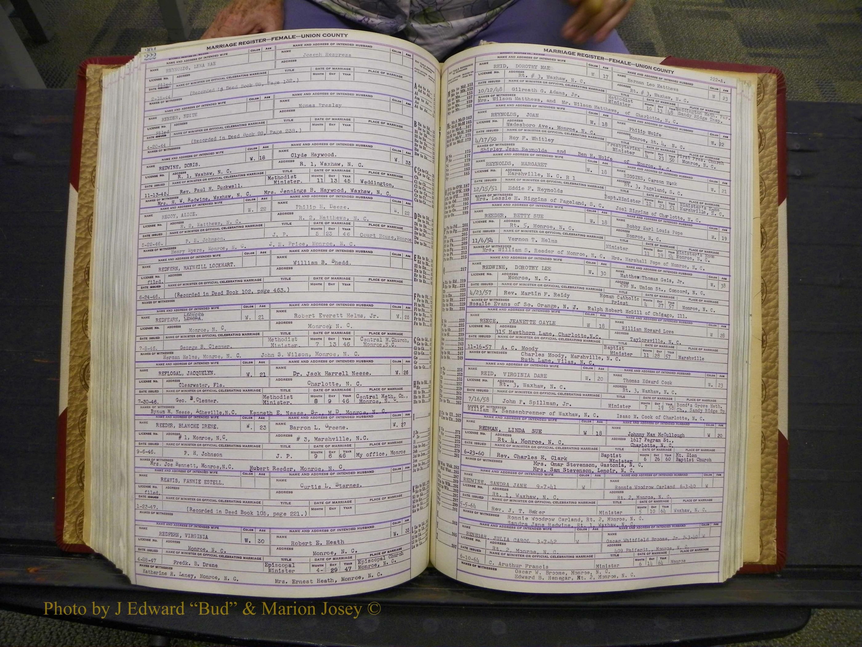 Union Co, NC Marriages Female Index, A-Z, 1937-1965 (275).JPG