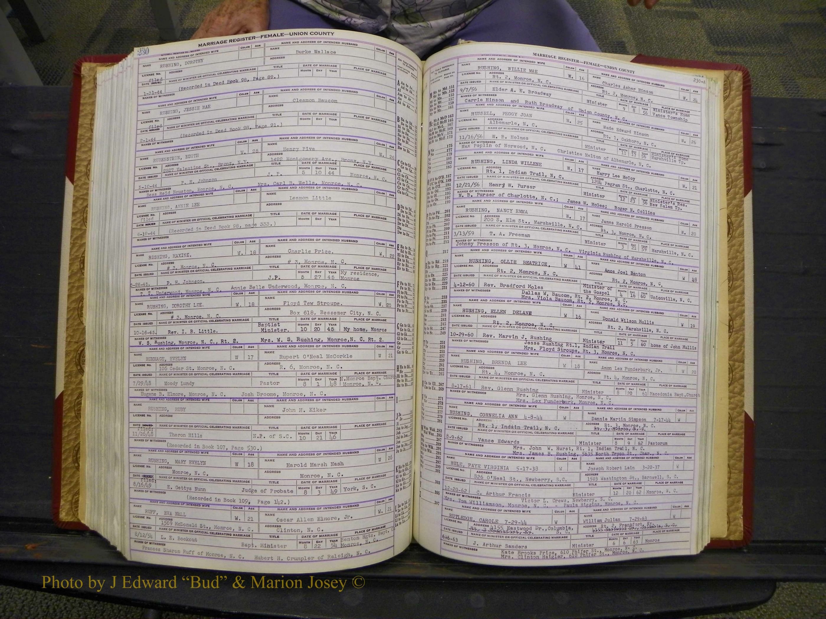 Union Co, NC Marriages Female Index, A-Z, 1937-1965 (287).JPG