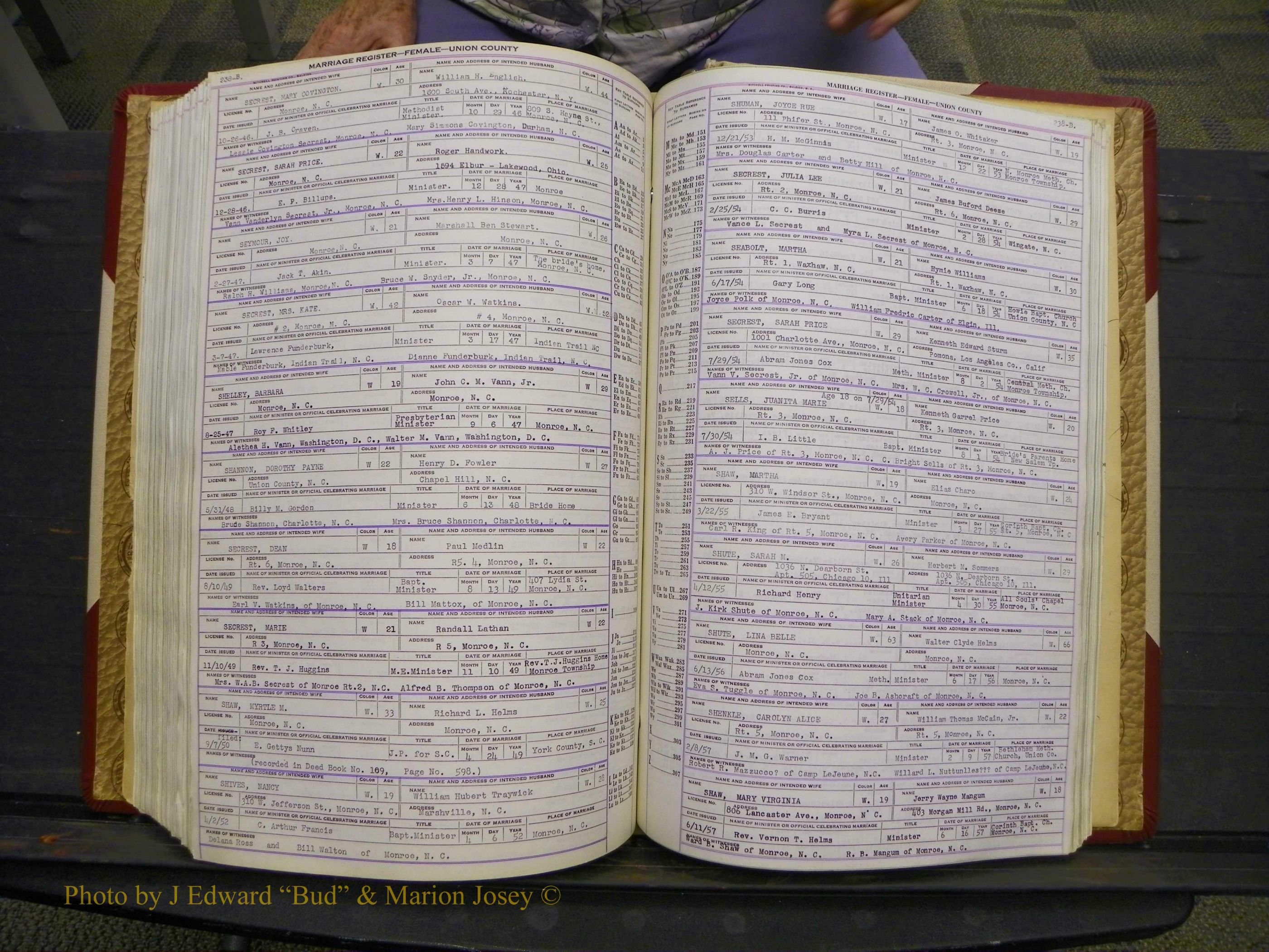 Union Co, NC Marriages Female Index, A-Z, 1937-1965 (293).JPG