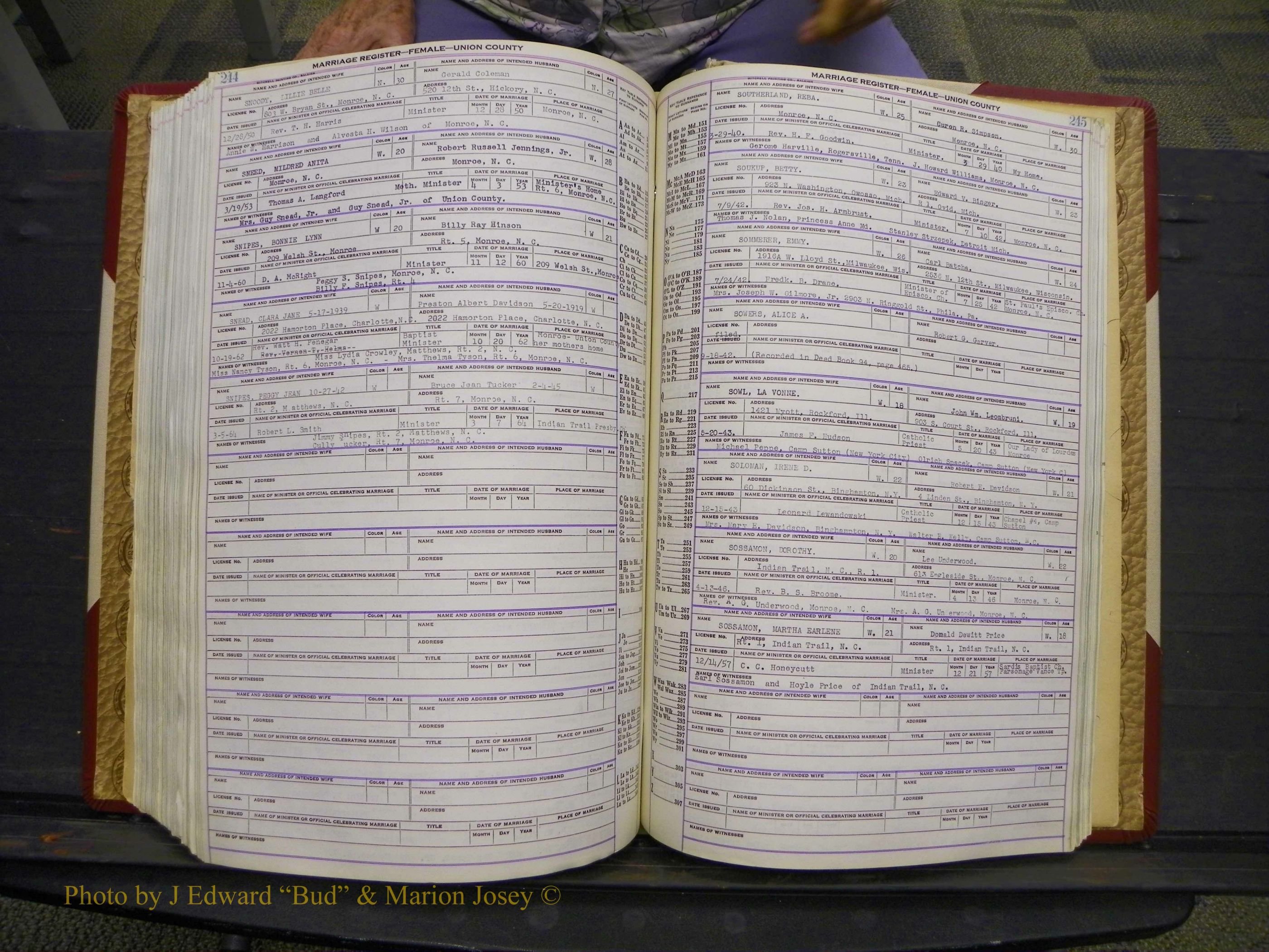 Union Co, NC Marriages Female Index, A-Z, 1937-1965 (306).JPG