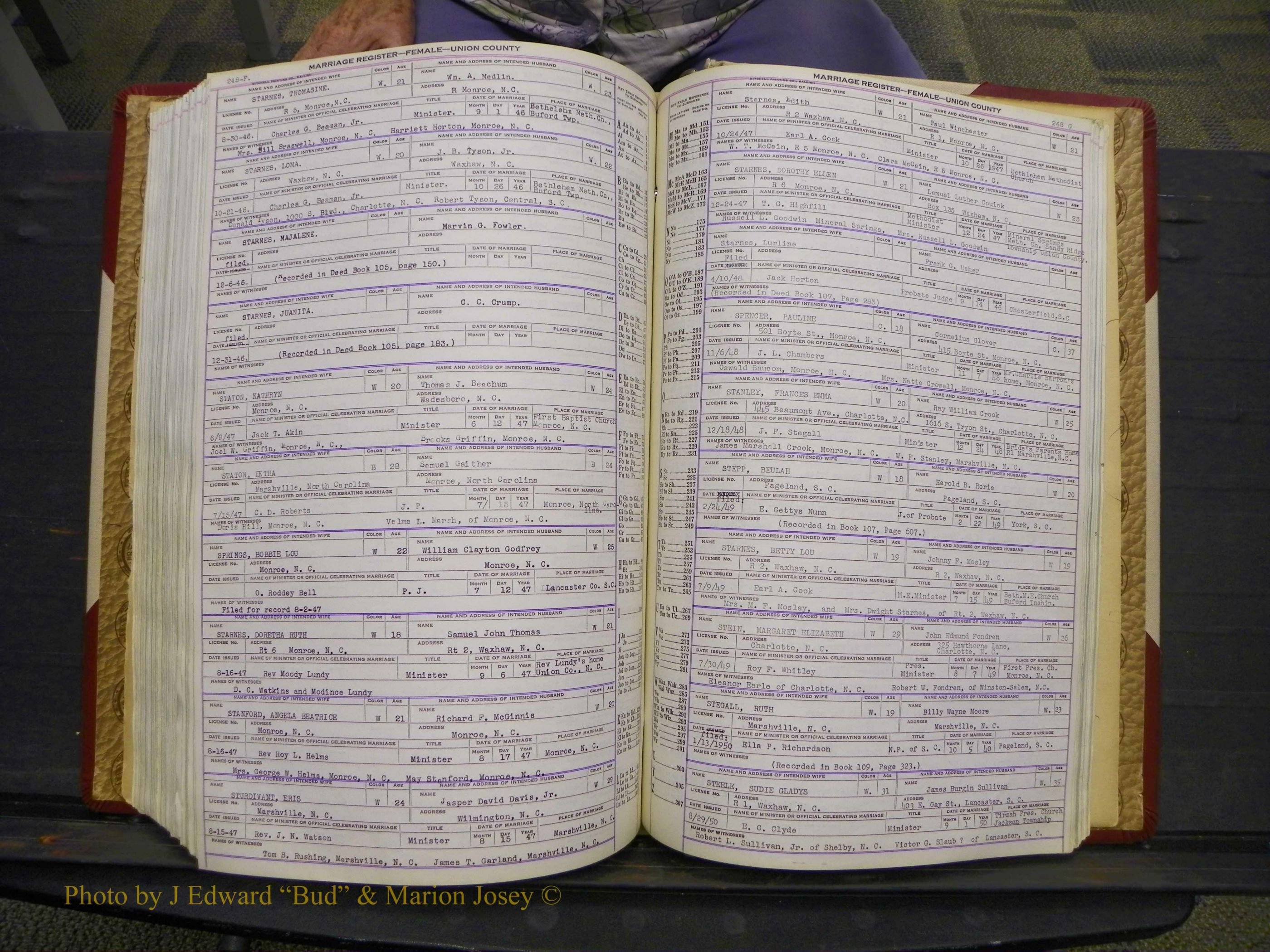 Union Co, NC Marriages Female Index, A-Z, 1937-1965 (311).JPG