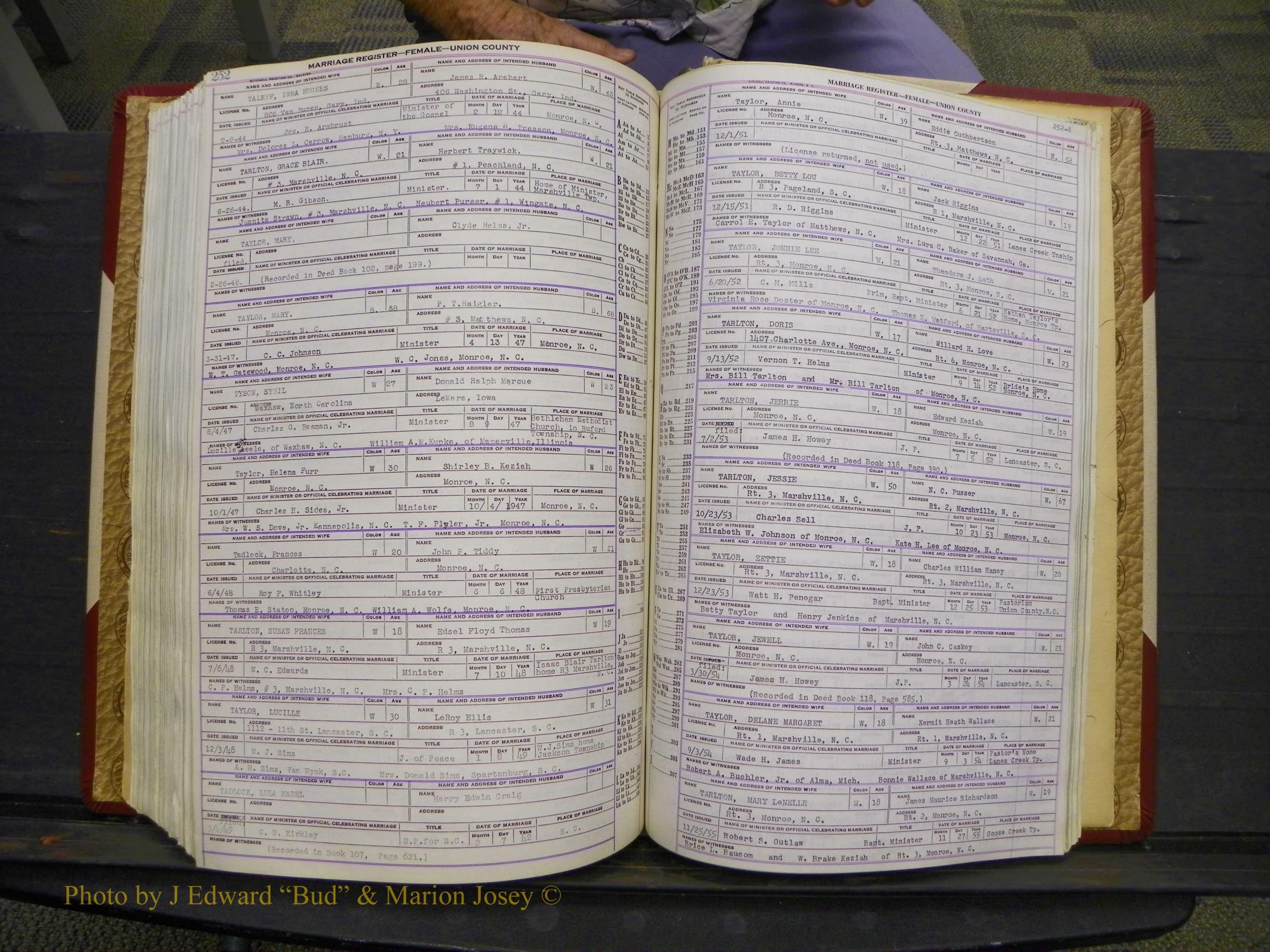 Union Co, NC Marriages Female Index, A-Z, 1937-1965 (319).JPG