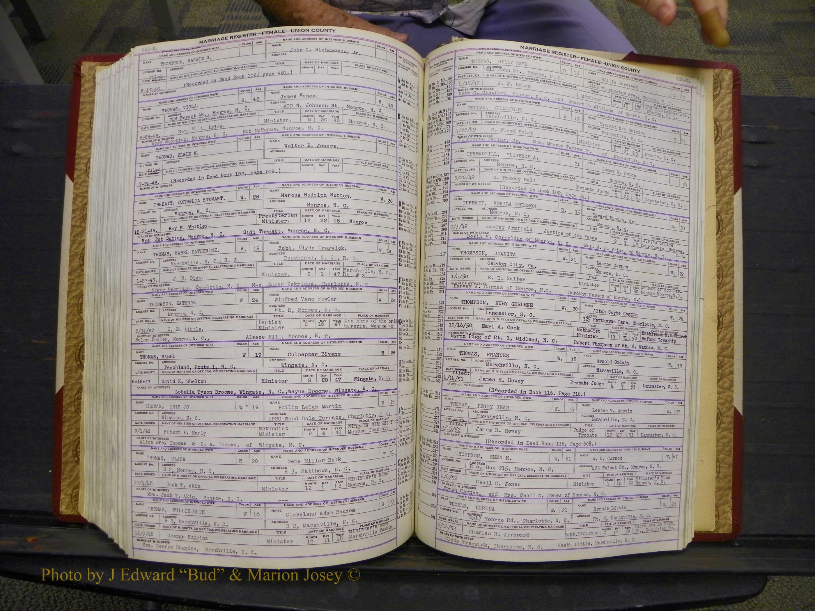 Union Co, NC Marriages Female Index, A-Z, 1937-1965 (323).JPG