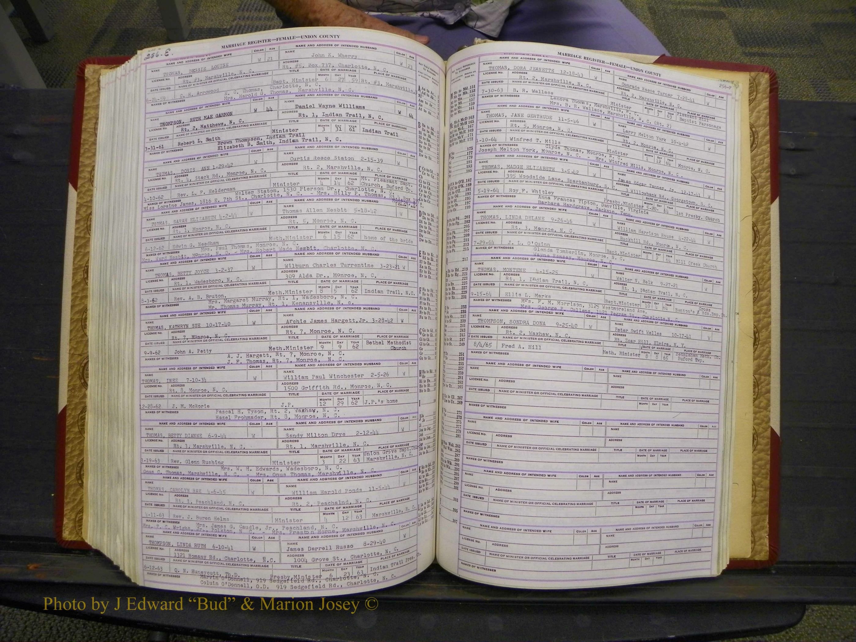 Union Co, NC Marriages Female Index, A-Z, 1937-1965 (326).JPG