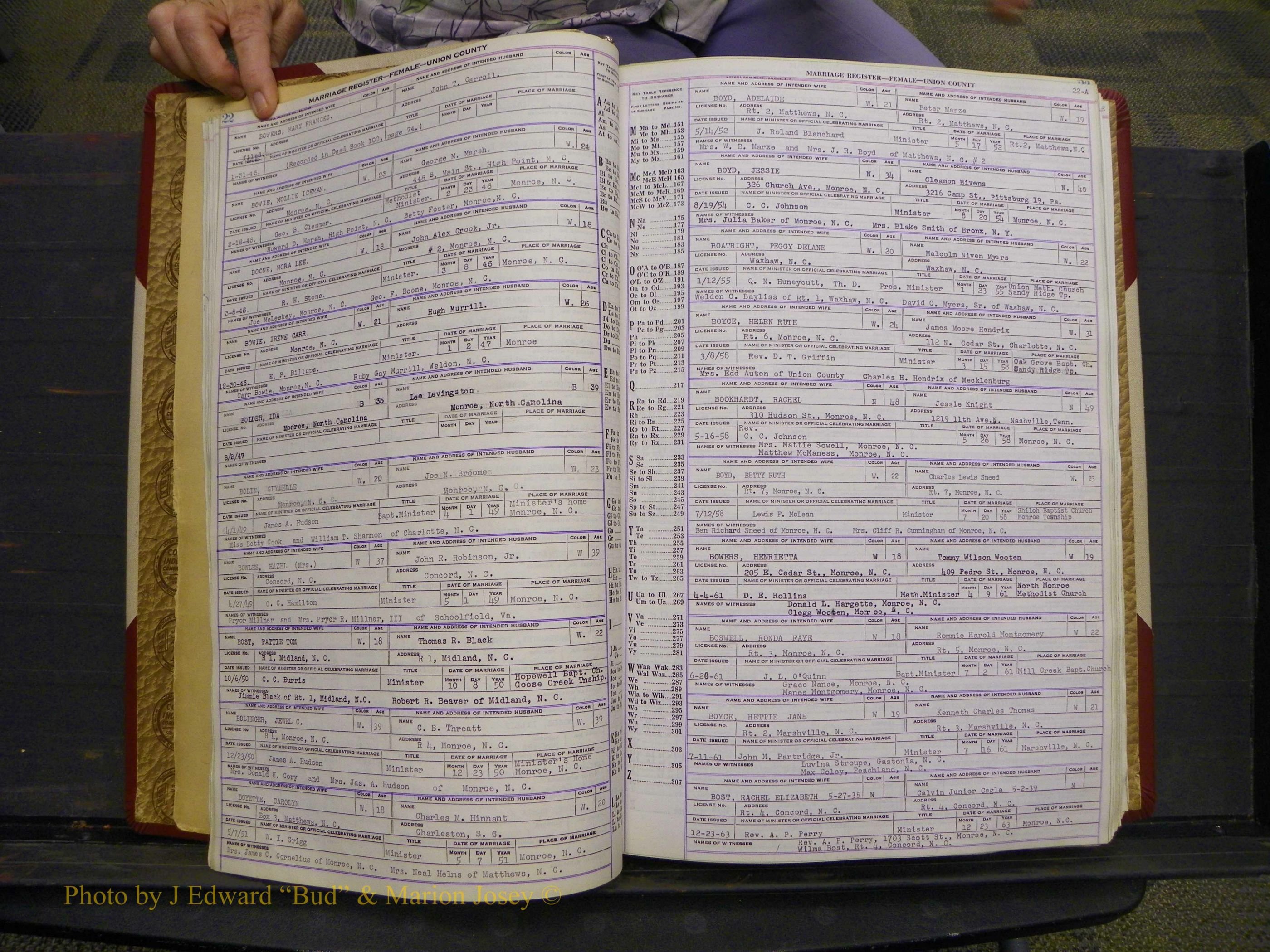 Union Co, NC Marriages Female Index, A-Z, 1937-1965 (33).JPG