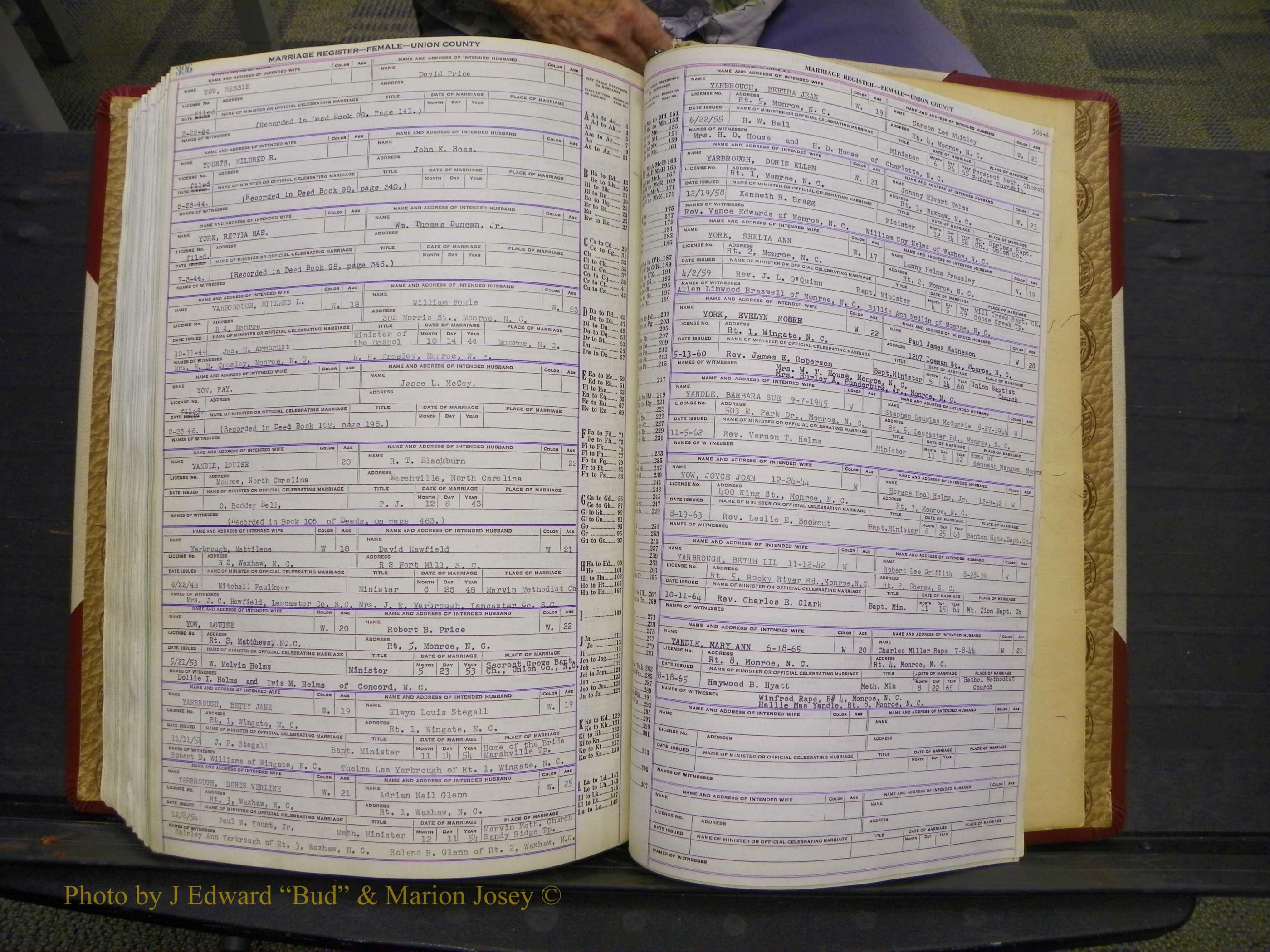 Union Co, NC Marriages Female Index, A-Z, 1937-1965 (364).JPG