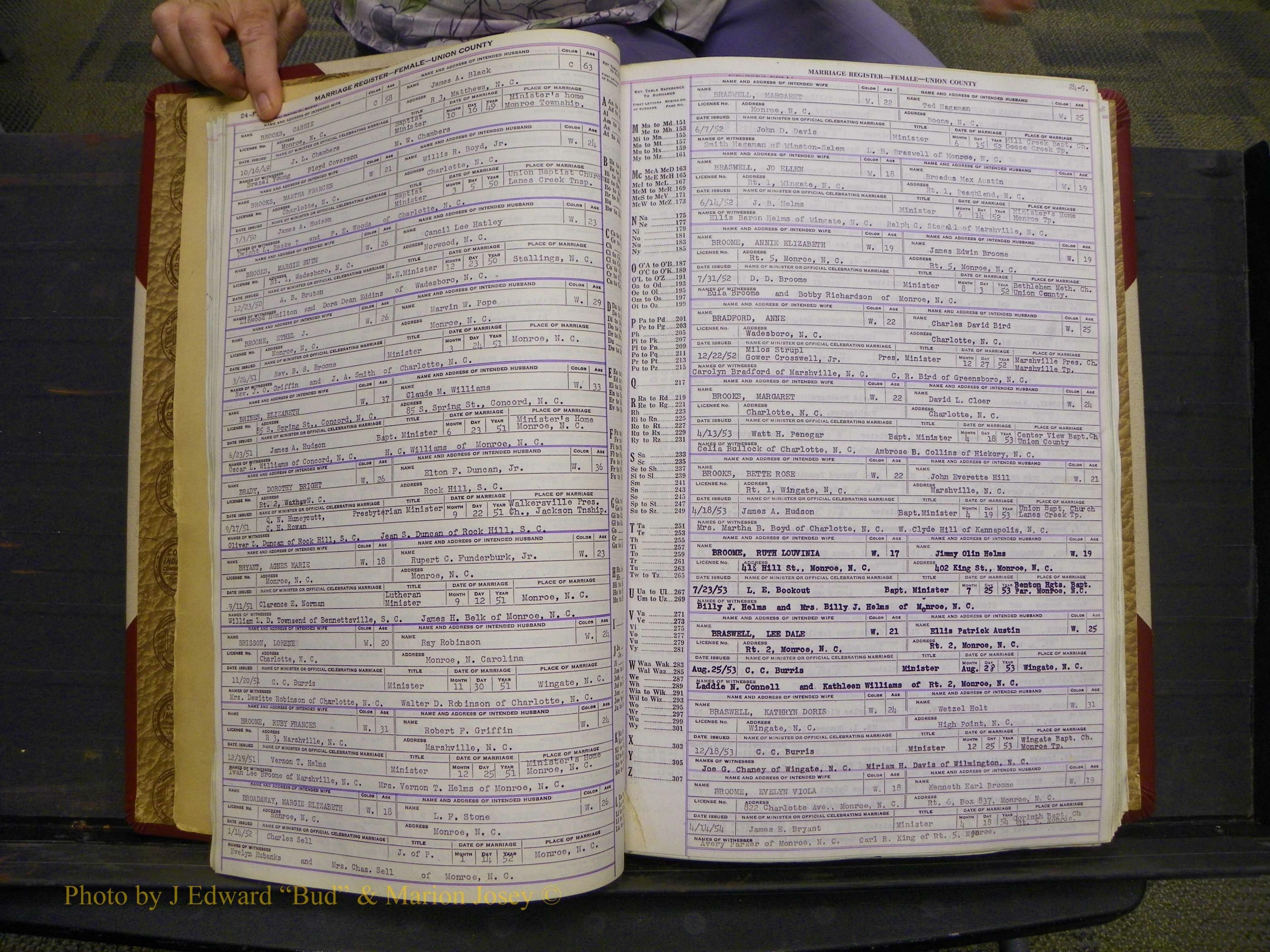 Union Co, NC Marriages Female Index, A-Z, 1937-1965 (38).JPG