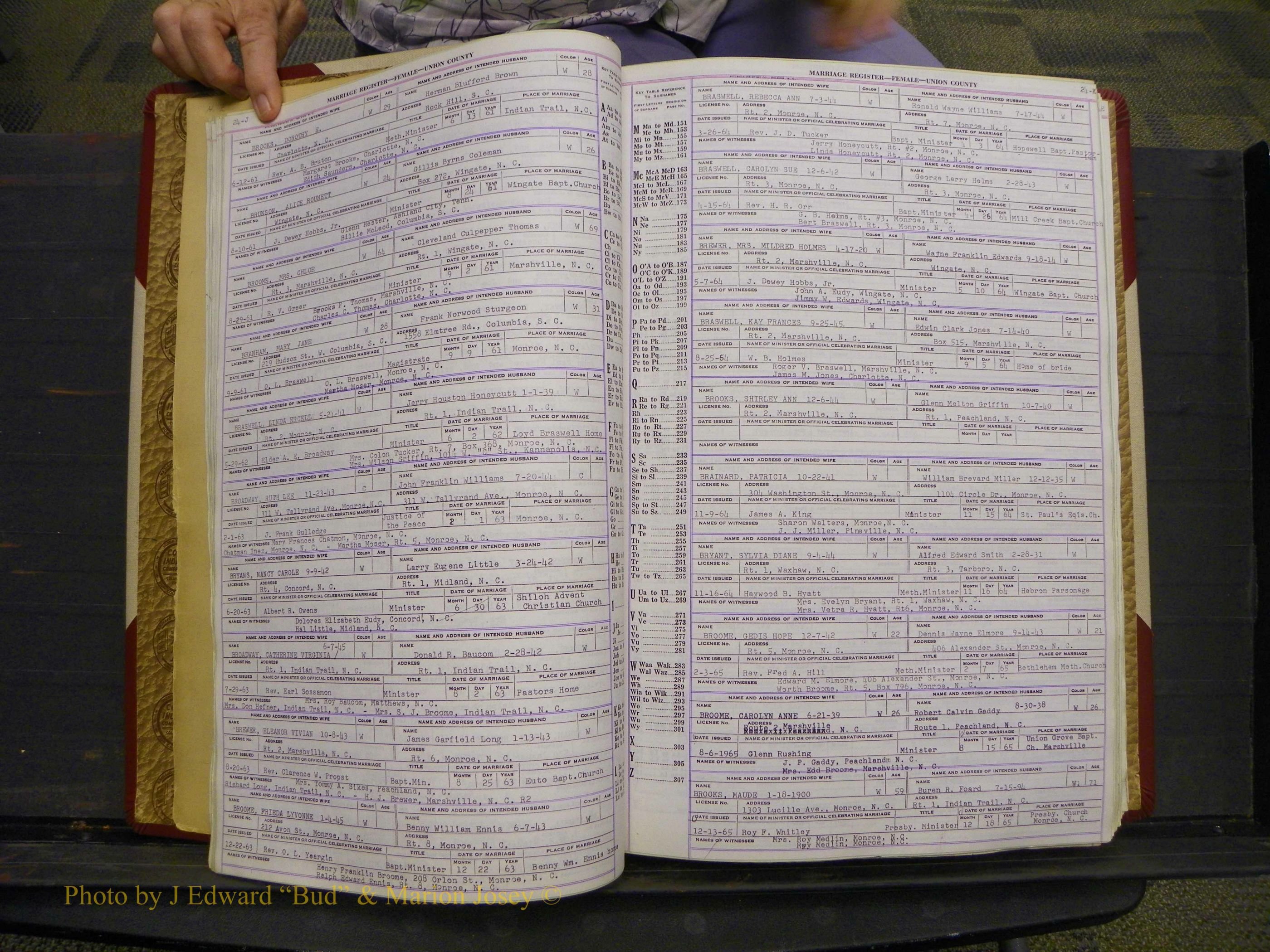 Union Co, NC Marriages Female Index, A-Z, 1937-1965 (41).JPG