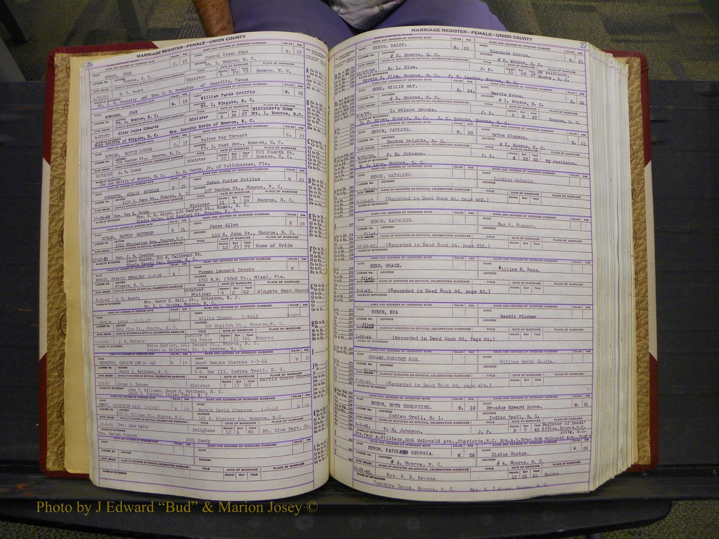 Union Co, NC Marriages Female Index, A-Z, 1937-1965 (42).JPG