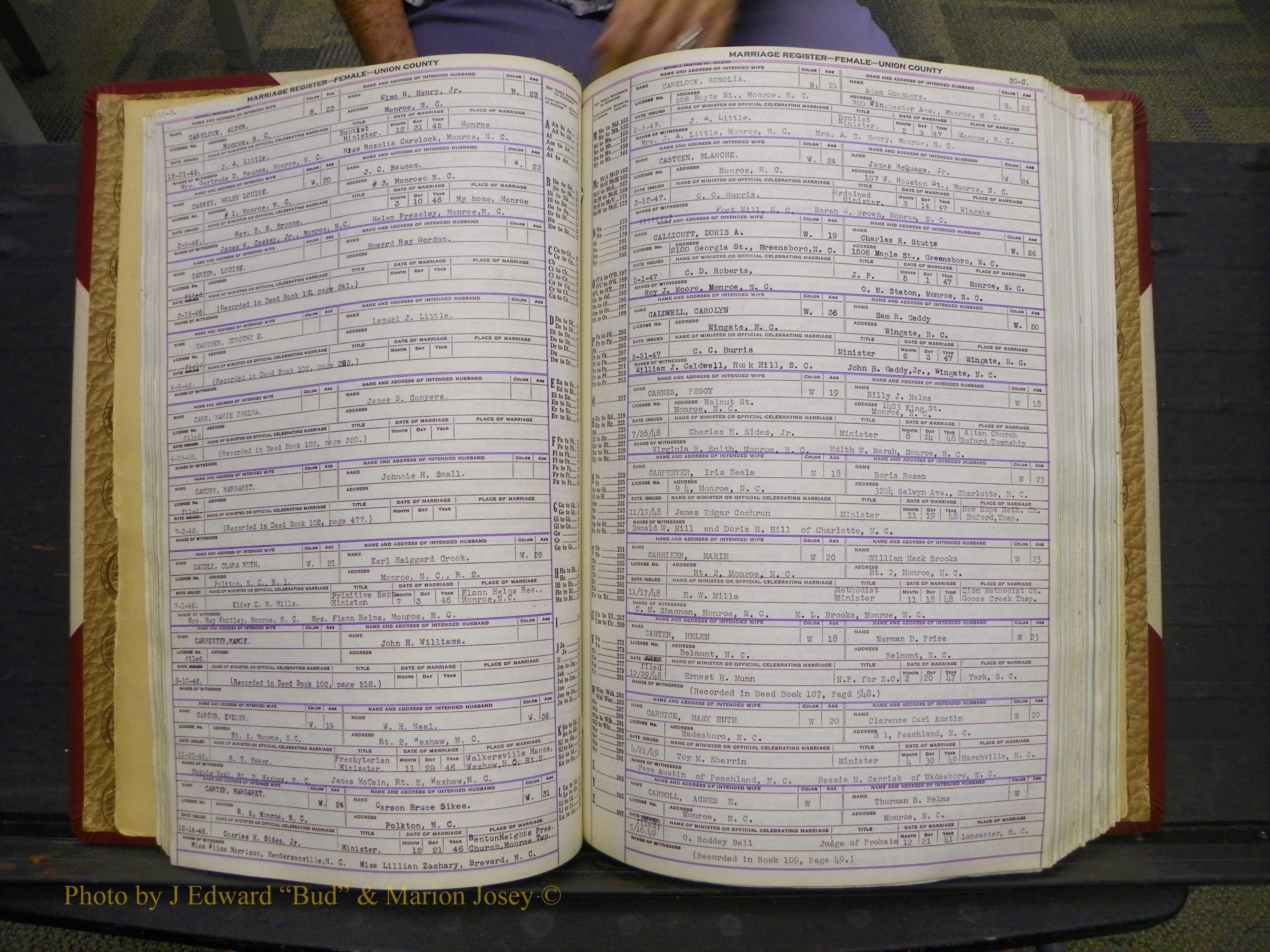 Union Co, NC Marriages Female Index, A-Z, 1937-1965 (45).JPG
