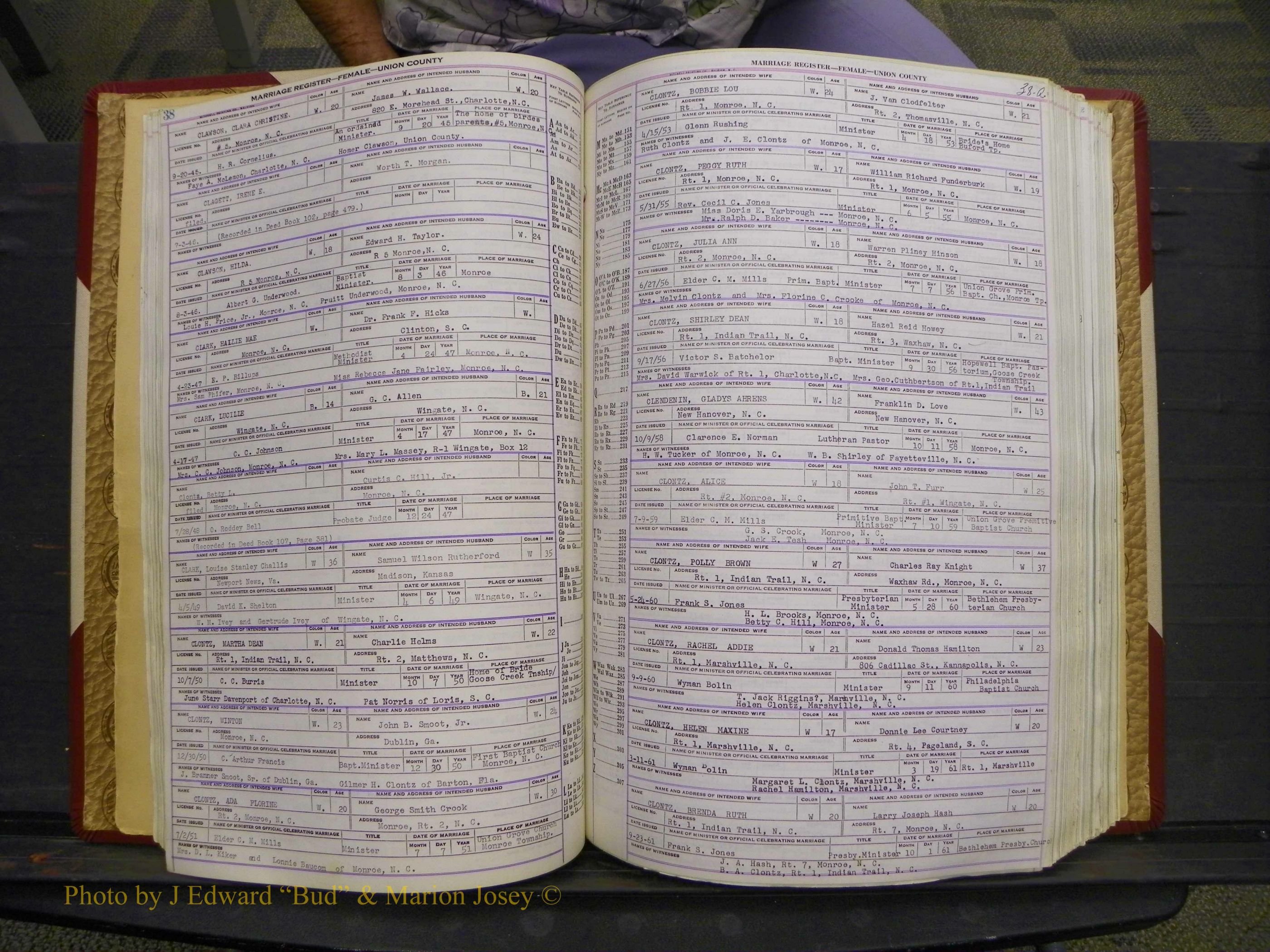 Union Co, NC Marriages Female Index, A-Z, 1937-1965 (53).JPG