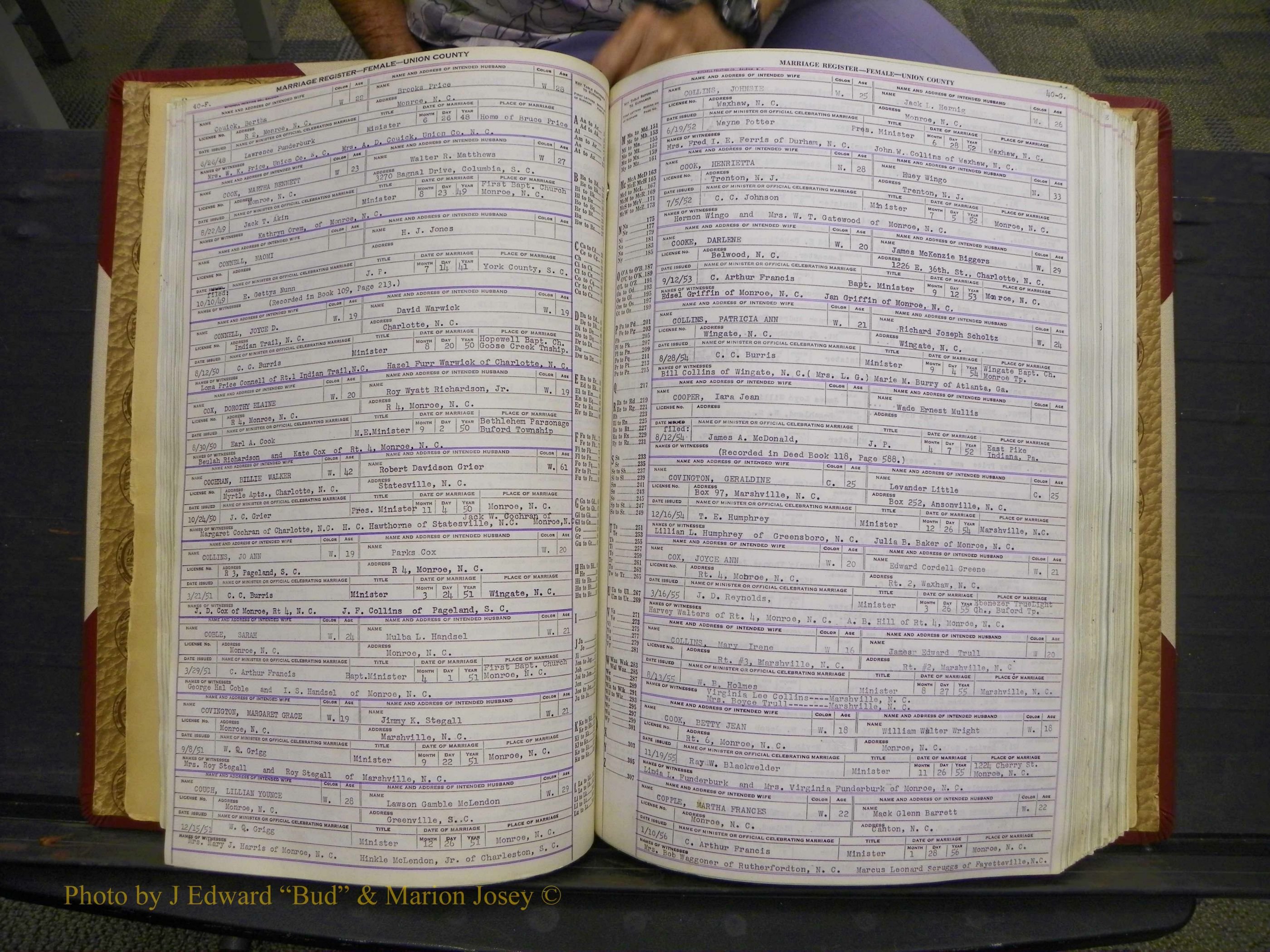Union Co, NC Marriages Female Index, A-Z, 1937-1965 (60).JPG
