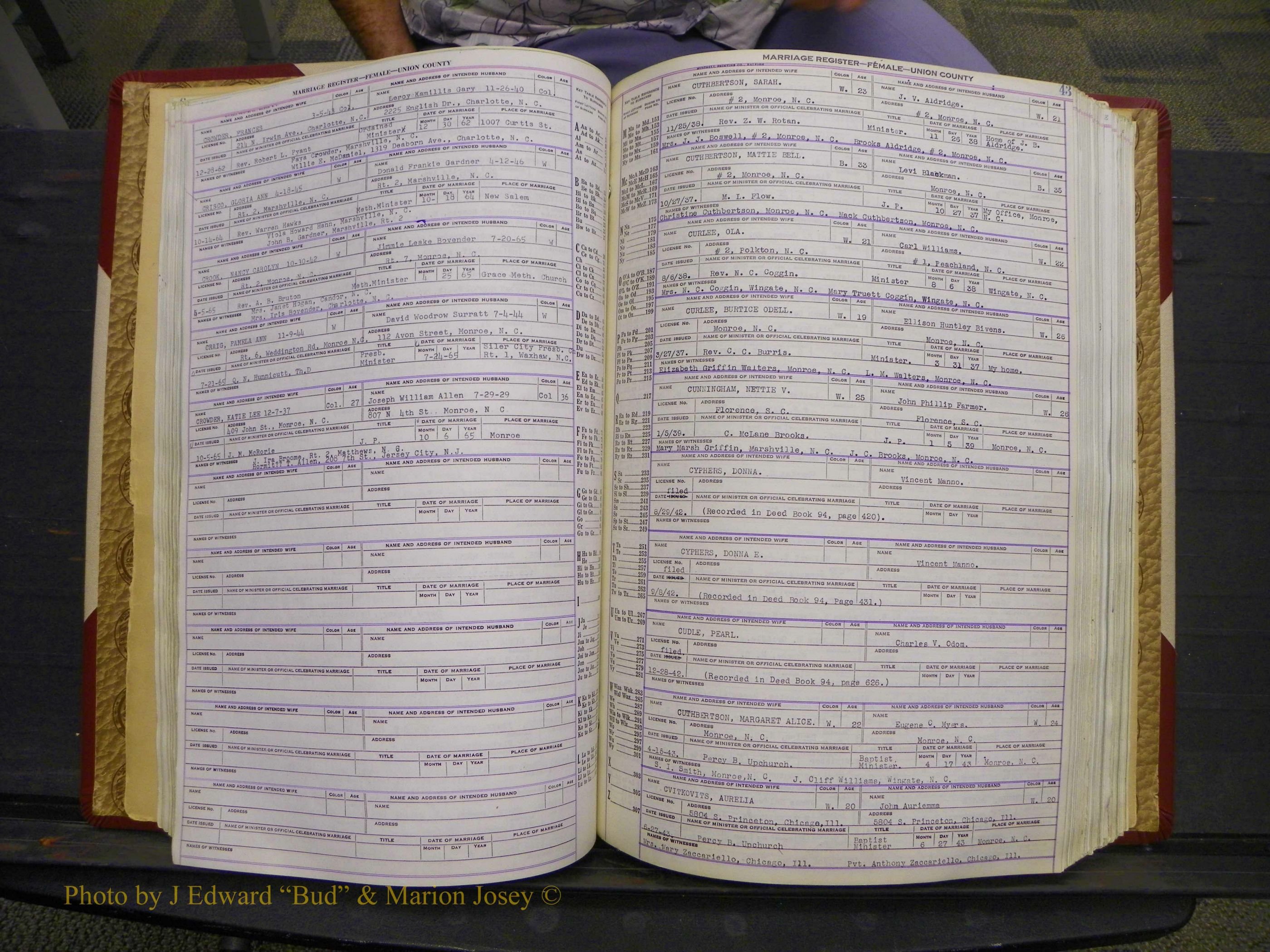 Union Co, NC Marriages Female Index, A-Z, 1937-1965 (66).JPG